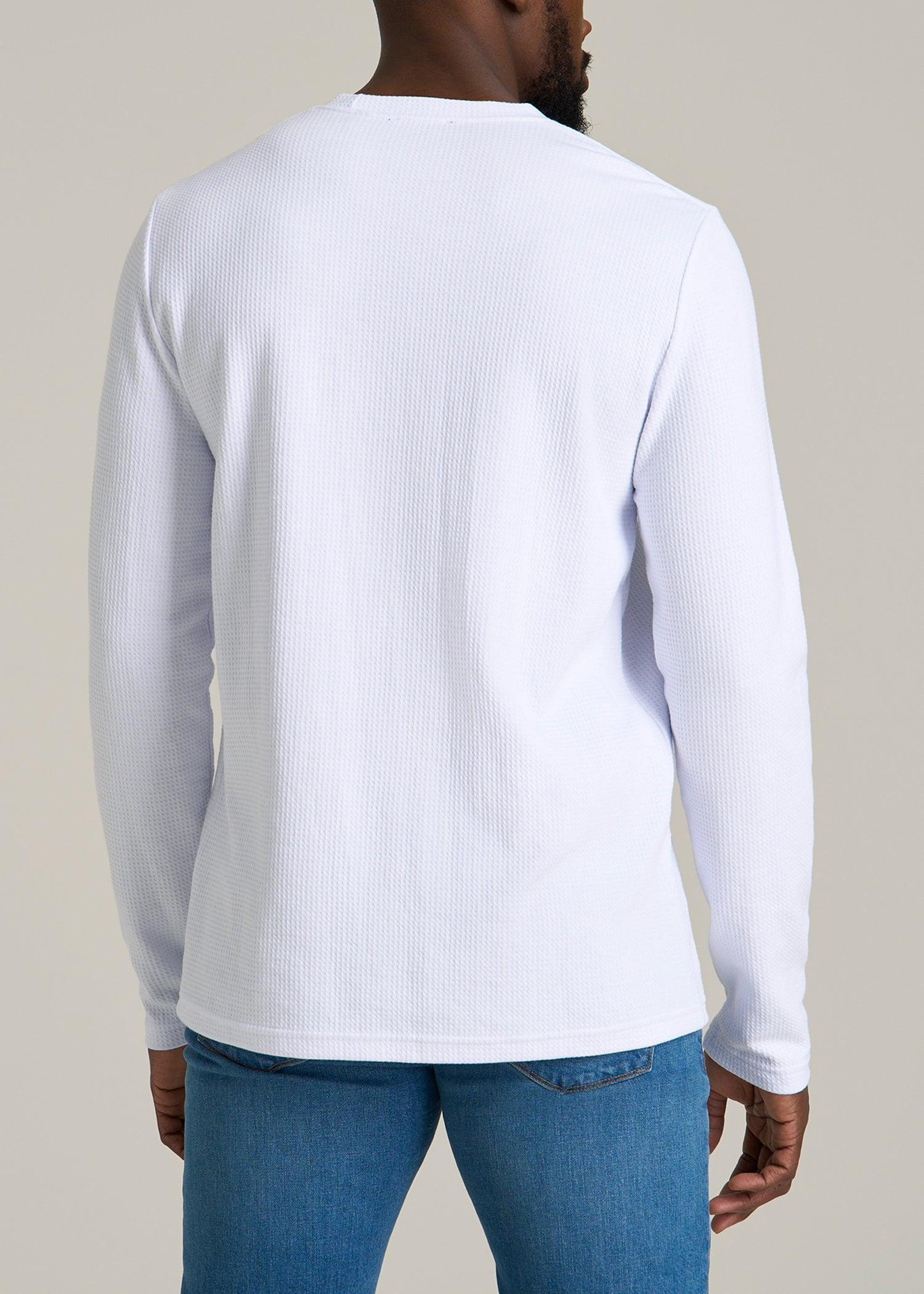 Cloud Knit Waffle Long Sleeve Tee for Tall Men in White Product Image