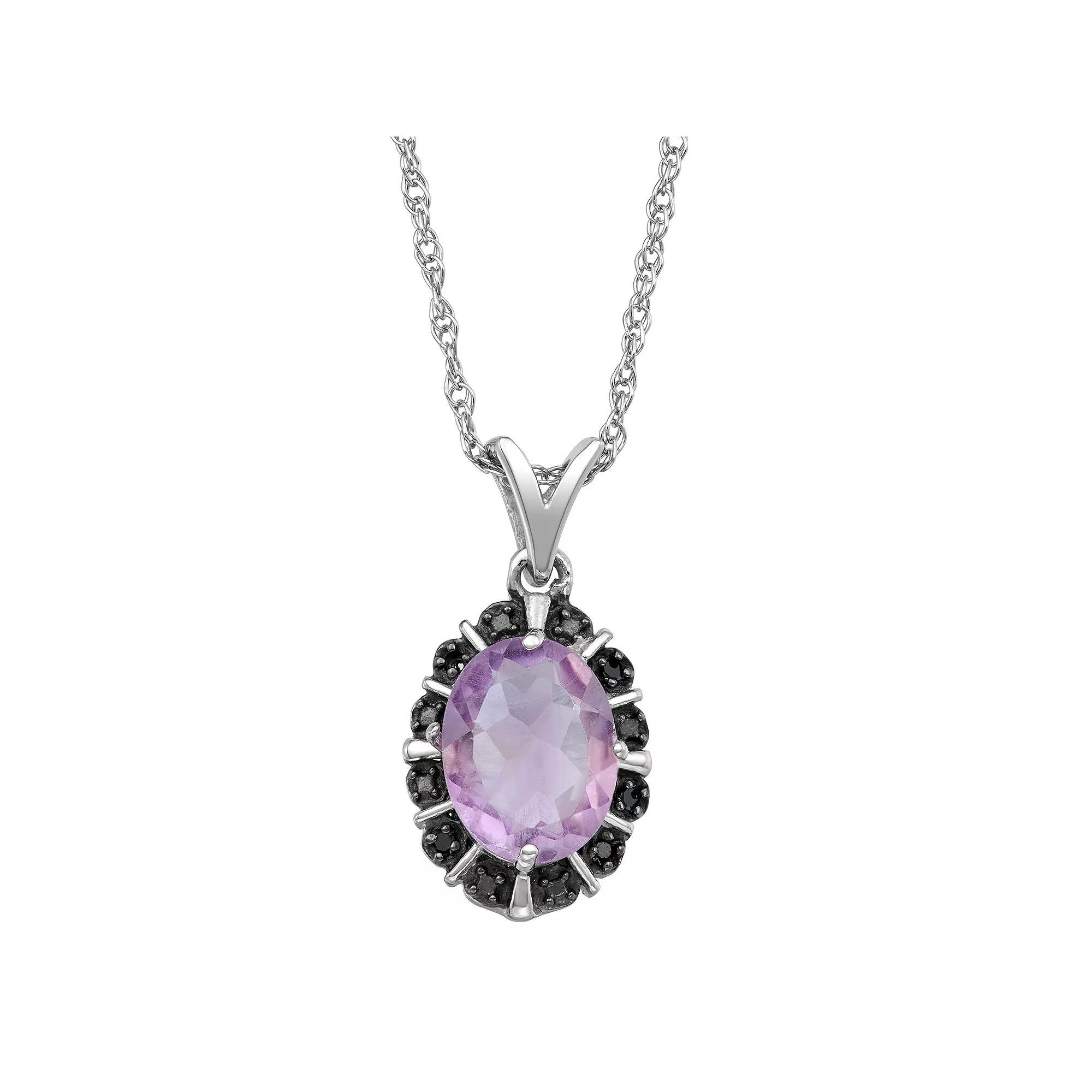 Jewelexcess Sterling Silver 1.65 Carat T.W. Gemstone & Black Diamond Accent Pendant Necklace, Women's, Size: 18" Product Image
