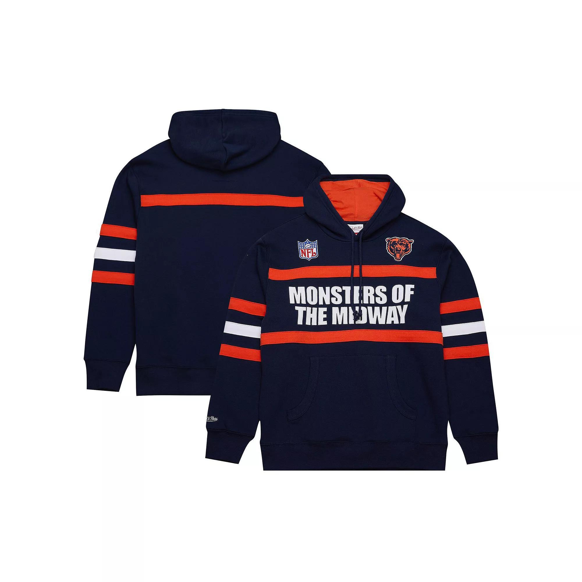 Men's  Navy Chicago Bears Vintage Logo Head Coach Fleece Pullover Hoodie, Size: Small, Blue Product Image