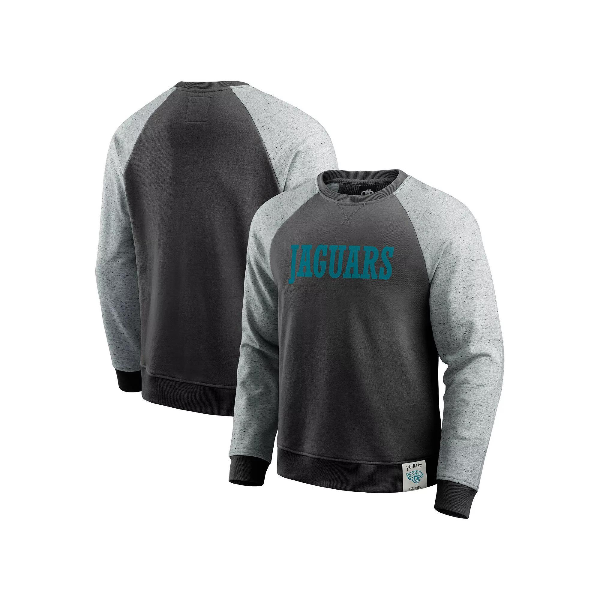 Men's Darius Rucker Collection by Fanatics Heather Gray/Black Jacksonville Jaguars Colorblock Pullover Sweatshirt, Size: Medium, Grey Product Image