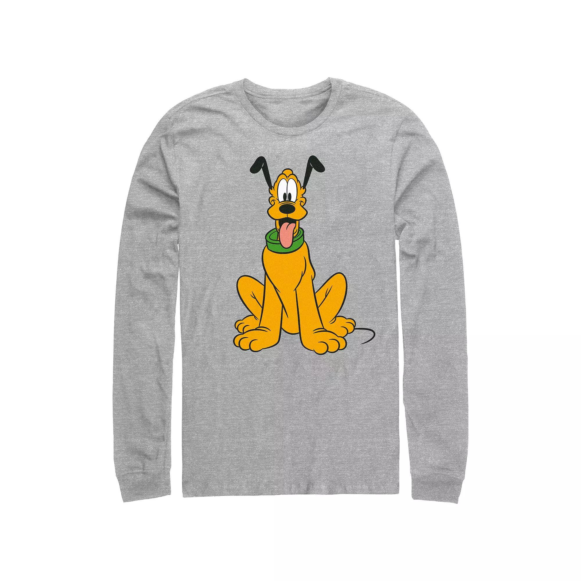 Men's Mickey Mouse Happy Pluto Graphic Tee, Size: Large, Athletic Grey Product Image