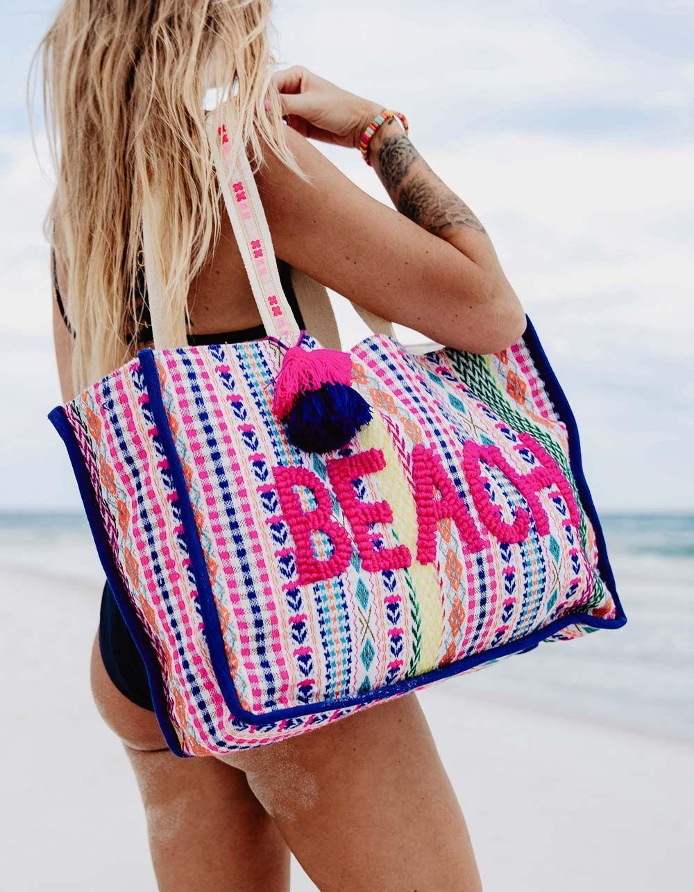 KATYDID Beach Tasseled Oversized Tote Bag - CANVAS Product Image