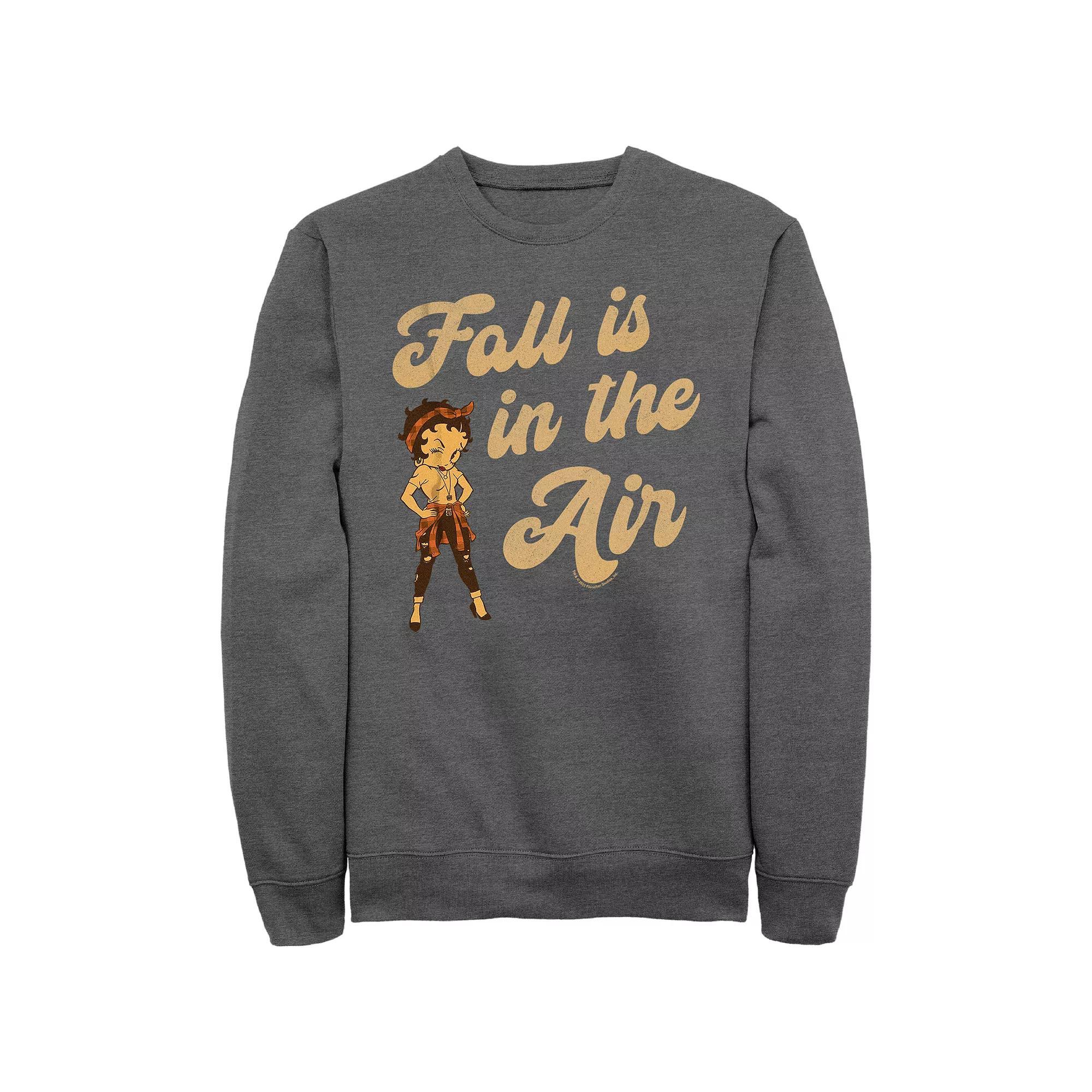 Men's Betty Boop Fall Is In The Air Graphic Fleece, Size: Small, Grey Heather Product Image