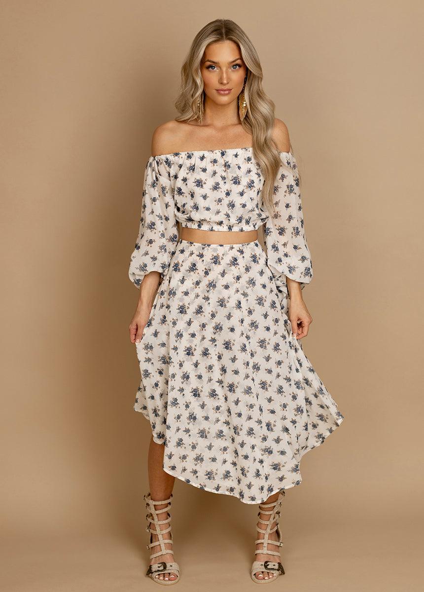 Magali Top in Cream Ditsy Floral Female Product Image