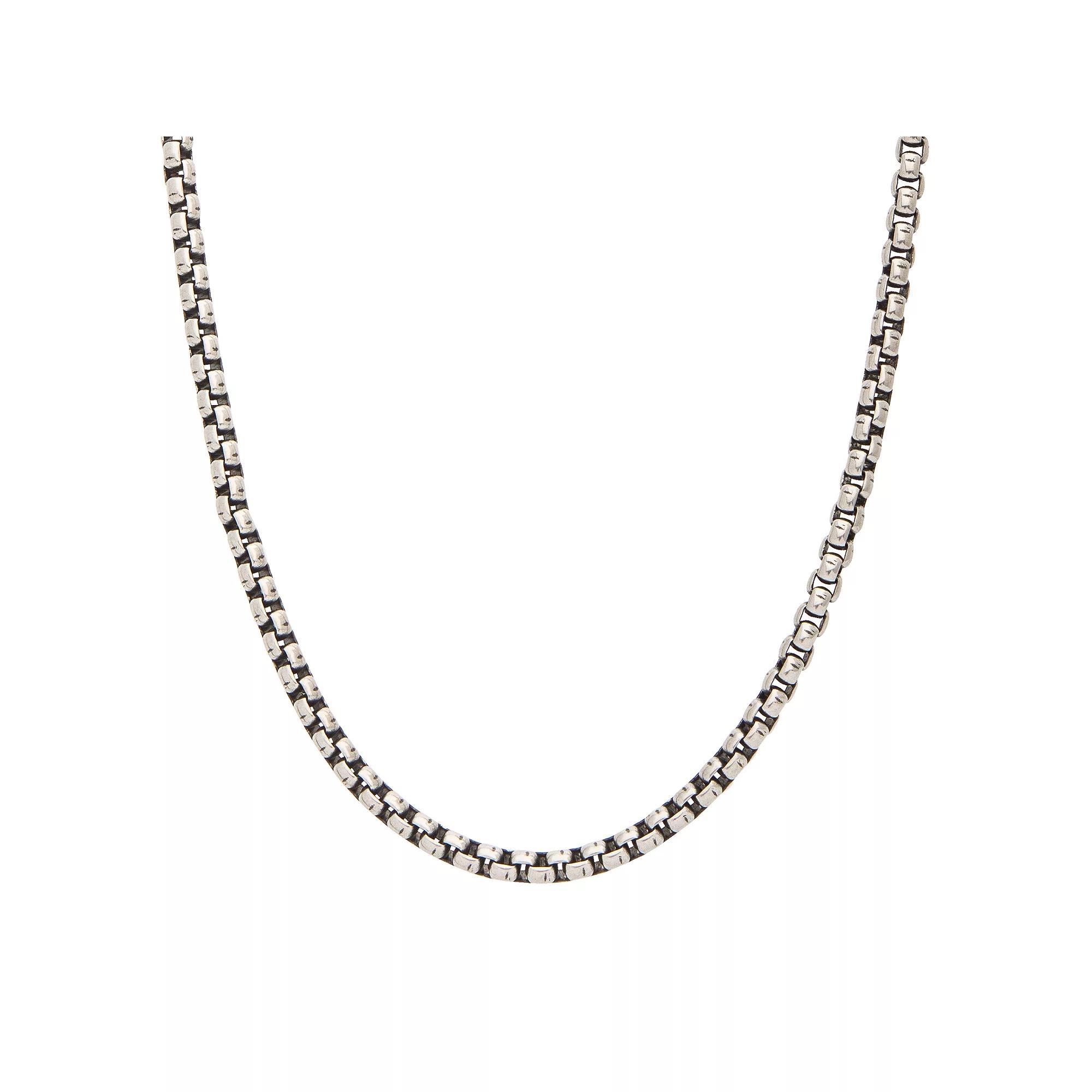 Mens Stainless Steel Oxidized Bold Box Chain Necklace Black Tone Product Image