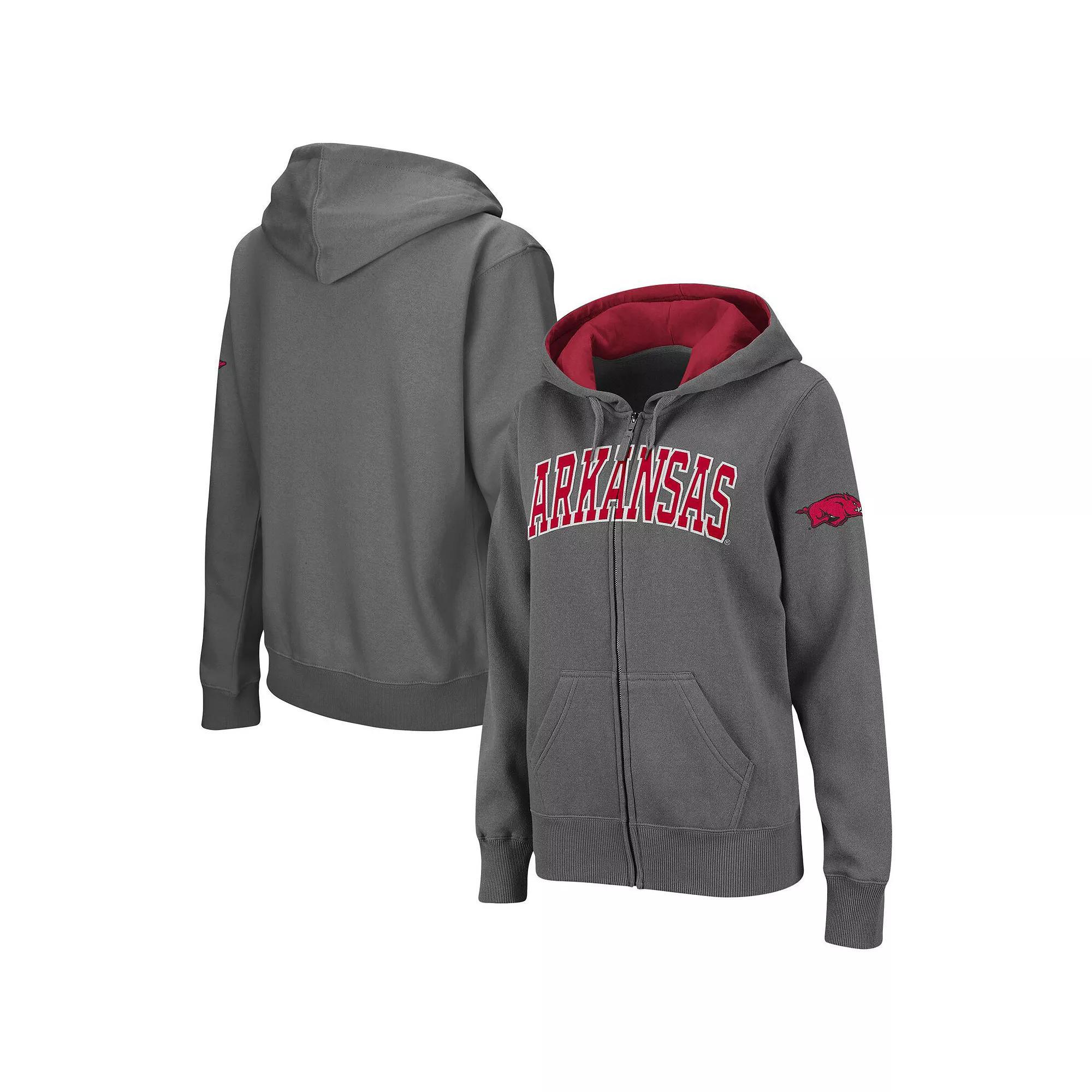 Women's Colosseum  Charcoal Arkansas Razorbacks Arched Name Full-Zip Hoodie, Size: XL Product Image