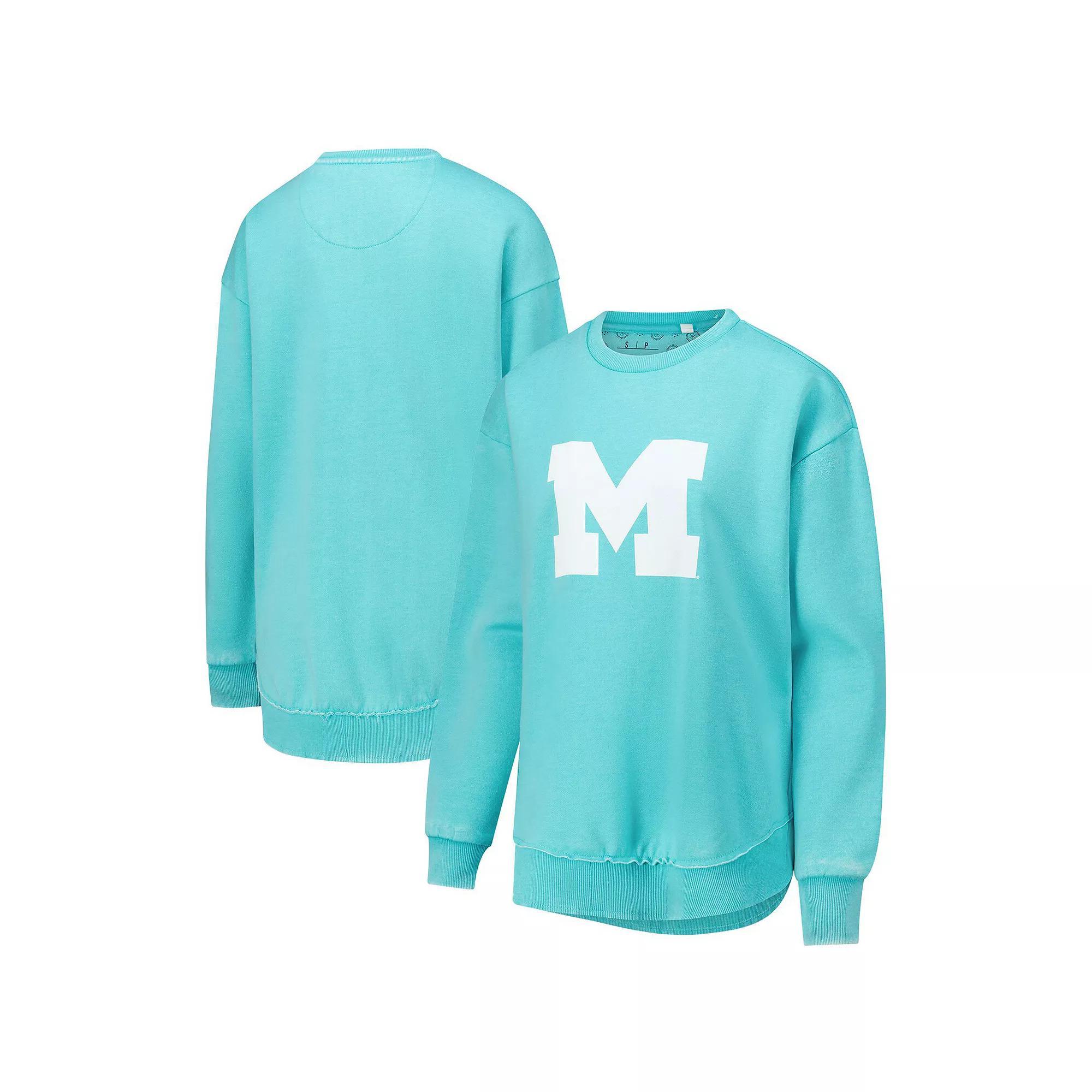 Women's Pressbox Mint Michigan Wolverines Poncho Fleece Pullover Sweatshirt, Size: Small, Team Product Image