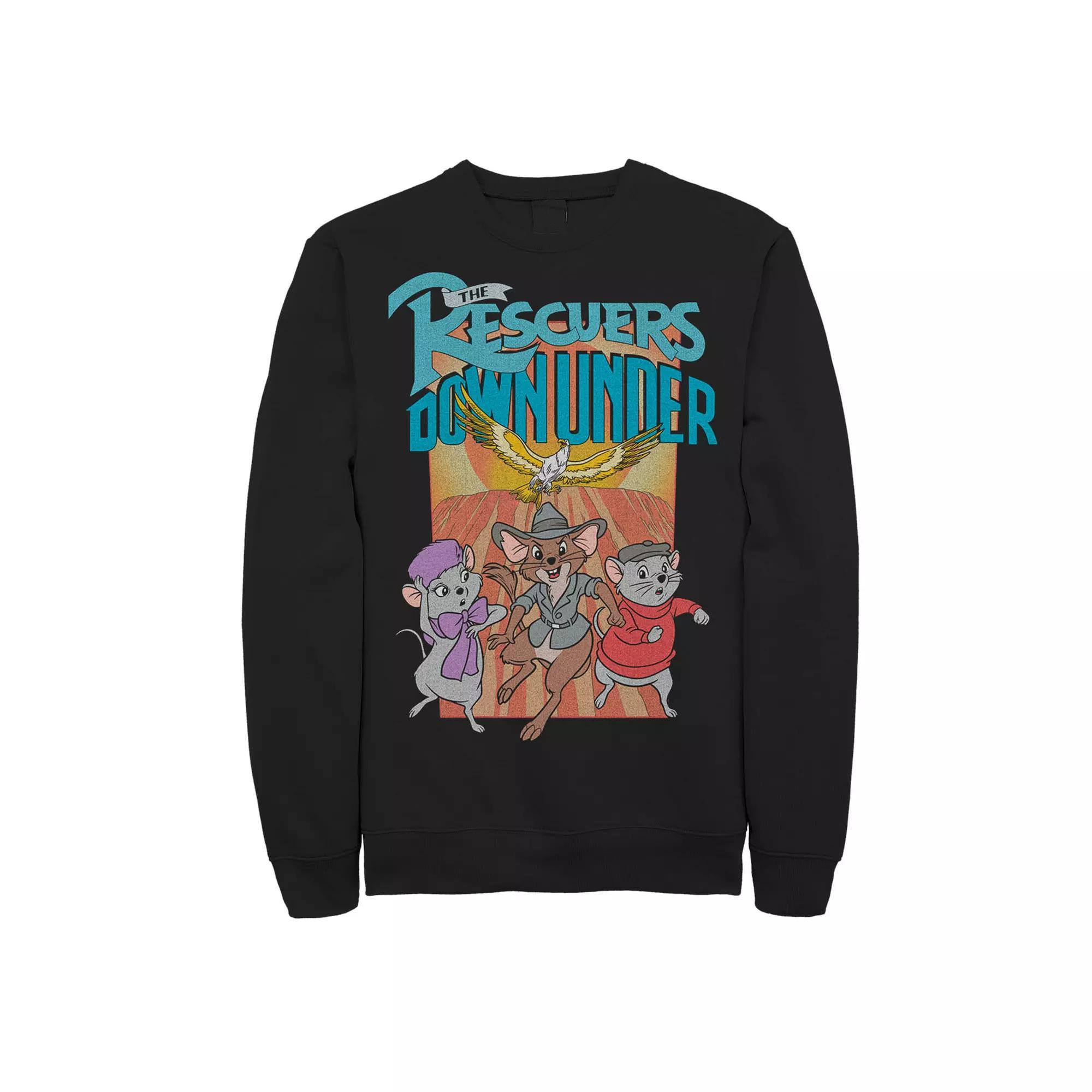 Disney's The Rescuers Down Under Men's Movie Poster Graphic Fleece Sweatshirt, Size: Medium, Black Product Image