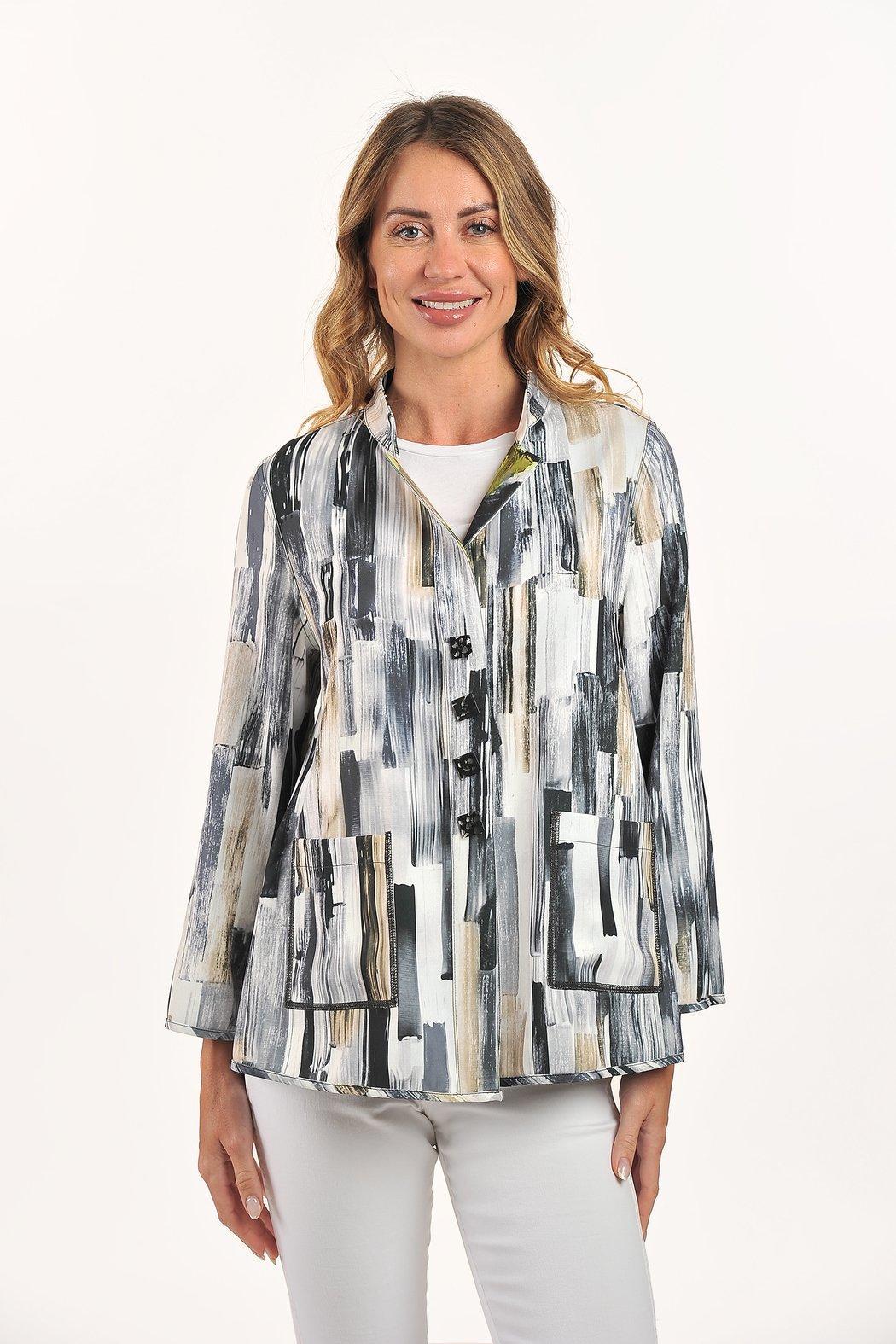 Grey Mixed Print Reversible Jacket Product Image