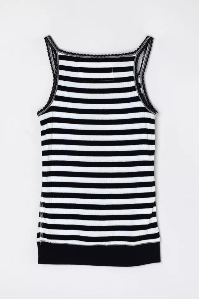 Vintage Y2k Black & White Striped Tank Top Product Image