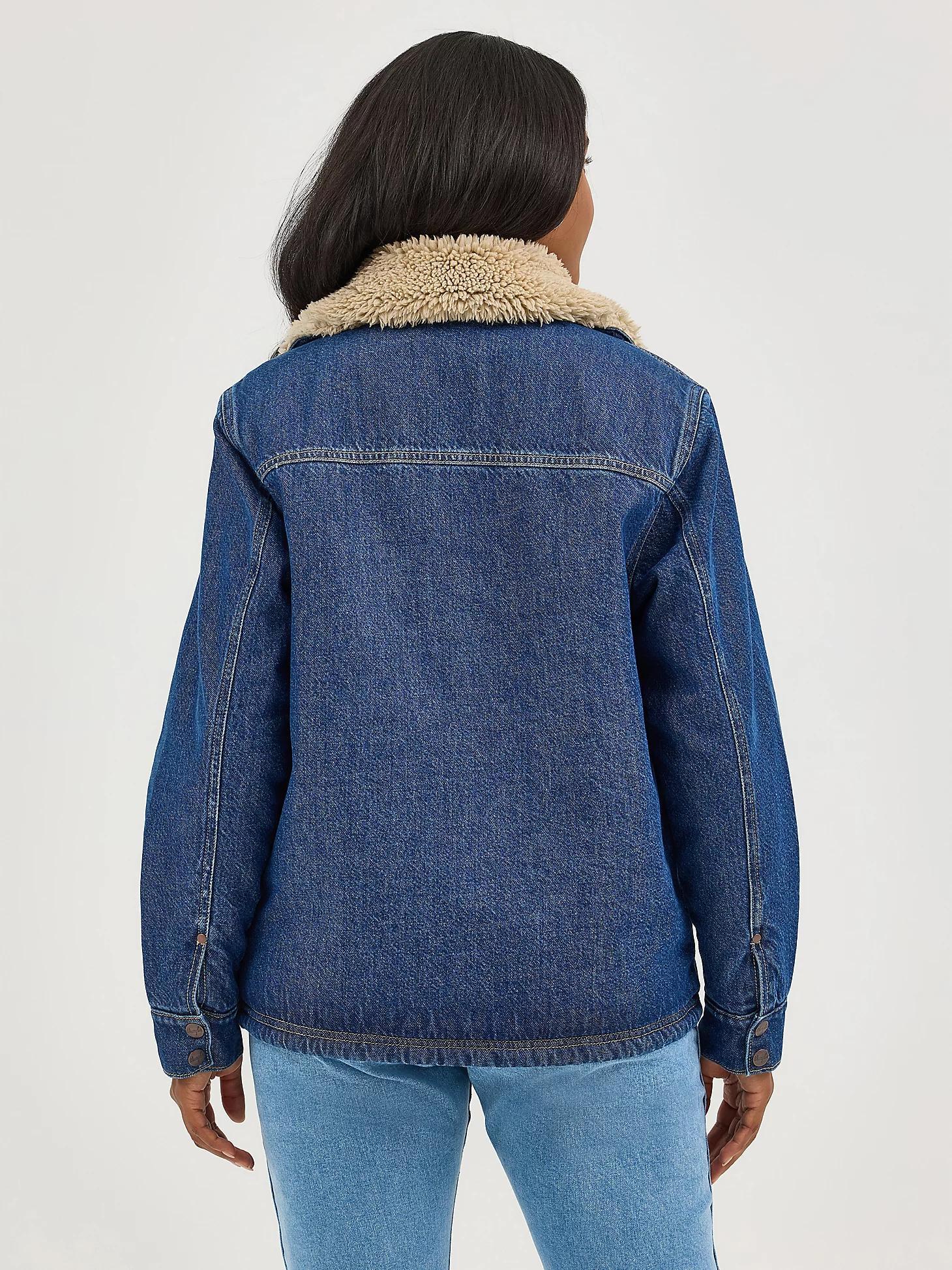 Women's Western Sherpa Lined Denim Wrange Coat in Ink Denim Product Image