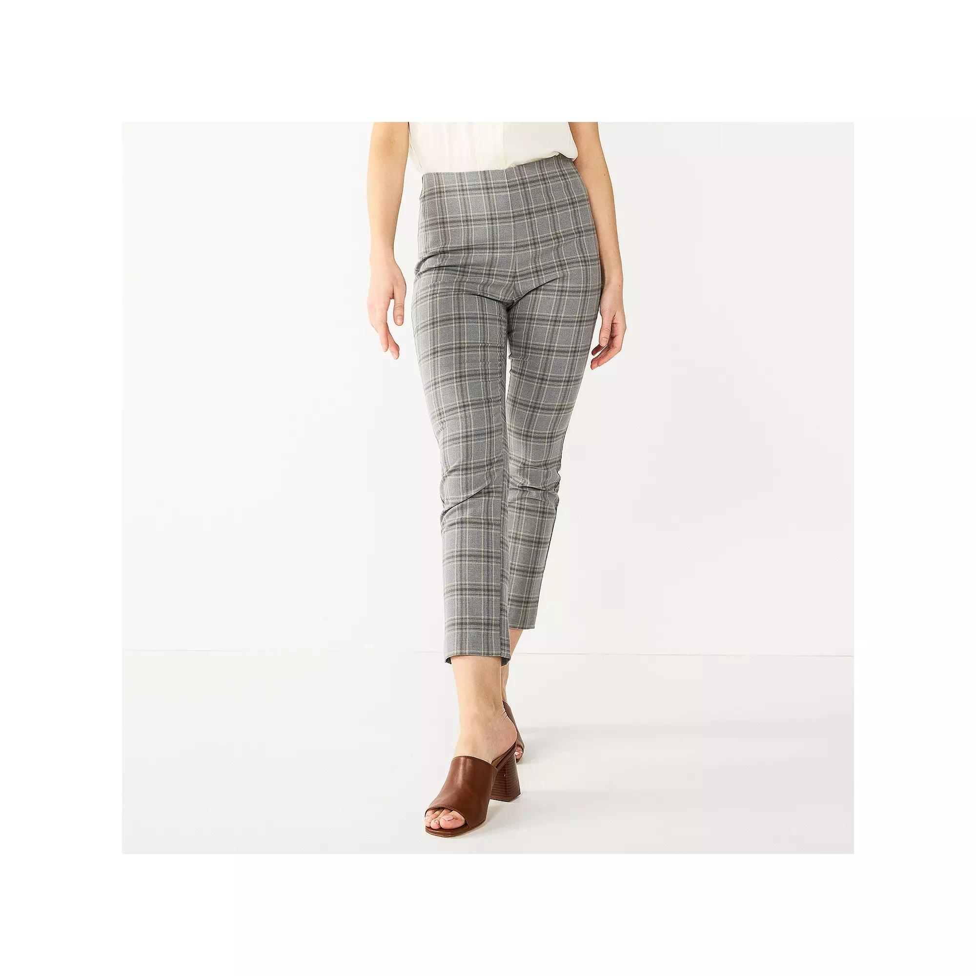 Women's Nine West High Rise Side Zip Skinny Ankle Pants, Size: 12 T/Large, Grey  Plaid Product Image