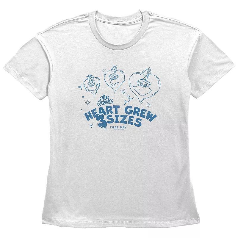 Women's Dr. Seuss Grinch Heart Grew 3 Sizes Graphic Tee, Size: Large, White Product Image
