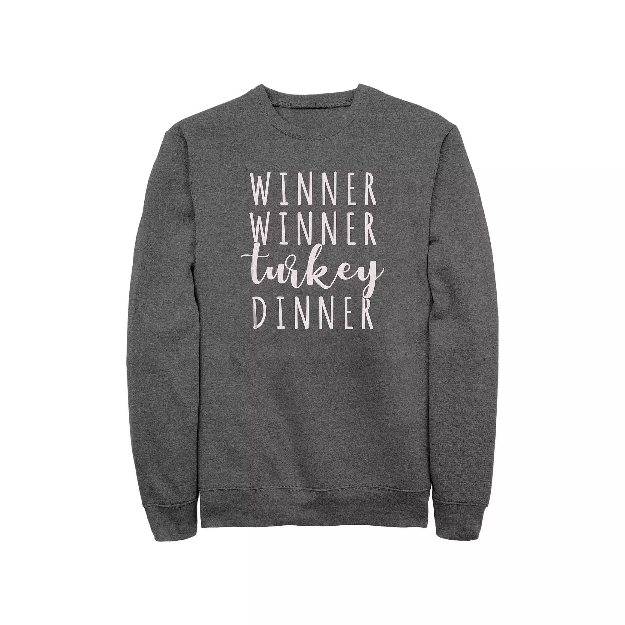 Men's Winner Winner Turkey Dinner Graphic Fleece, Size: XXL, Grey Heather Product Image