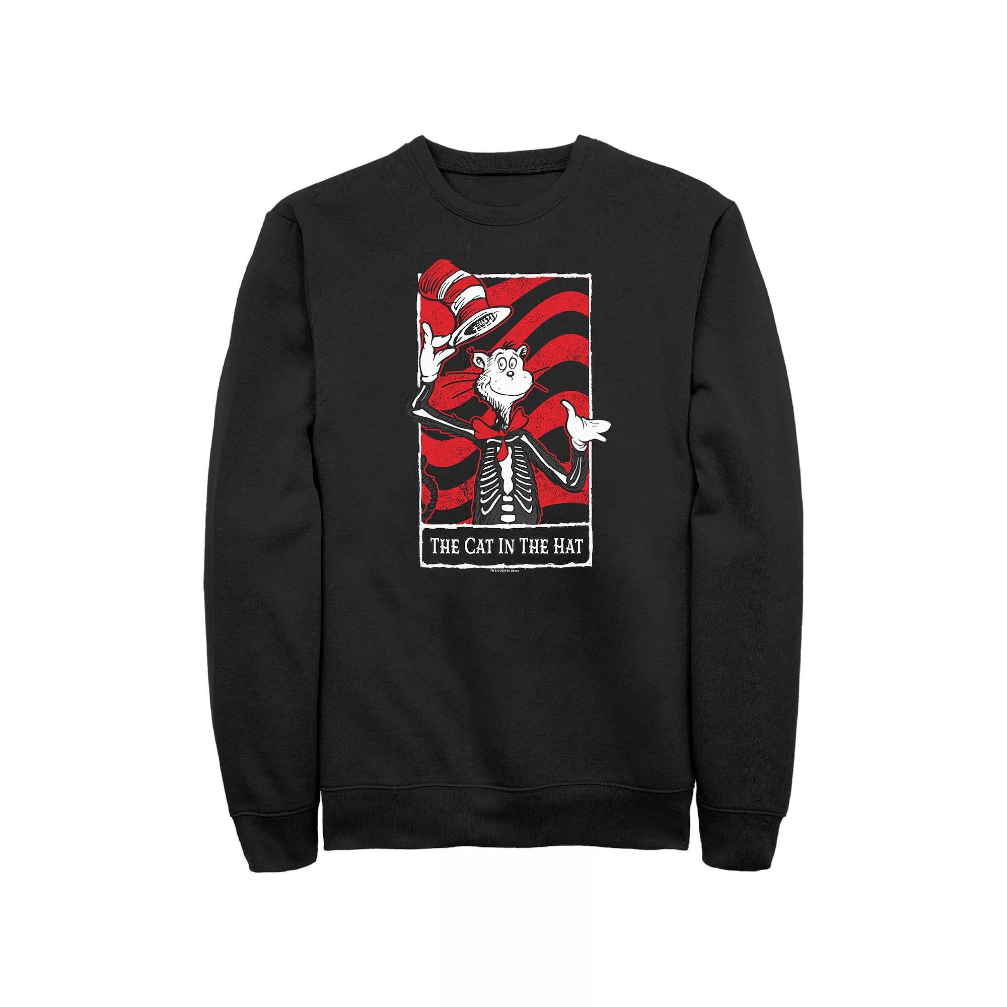Men's Dr. Seuss The Cat In The Hat Card Men's Graphic Fleece, Size: XL, Black Product Image