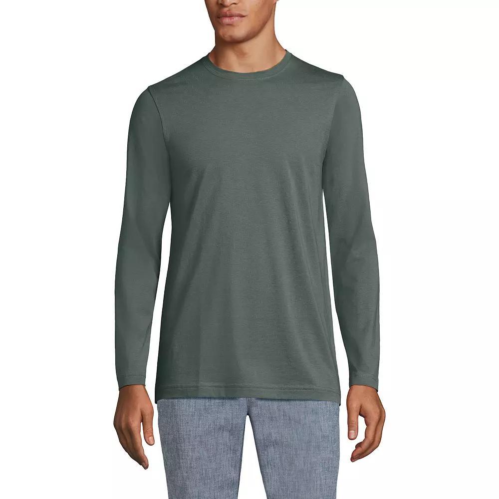 Big & Tall Lands' End Supima Crewneck Tee, Men's, Size: Large Tall, Pale Grey Blue Product Image