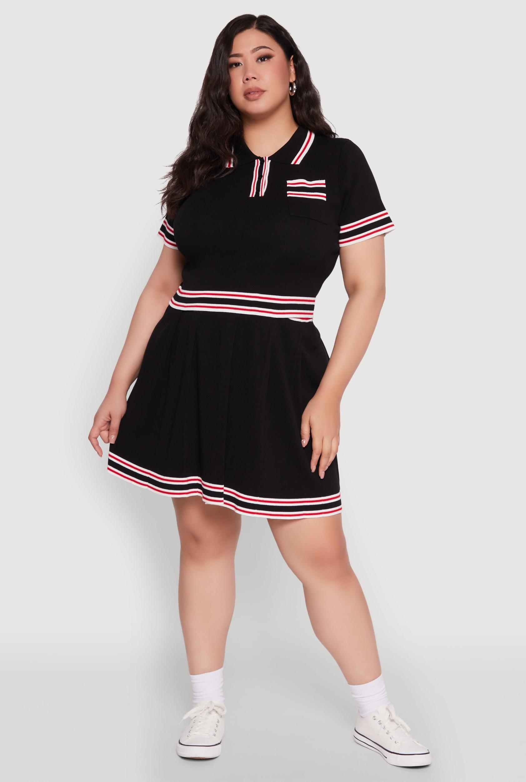 Plus Size Daisy Varsity Stripe Pleated Skirt Female Product Image