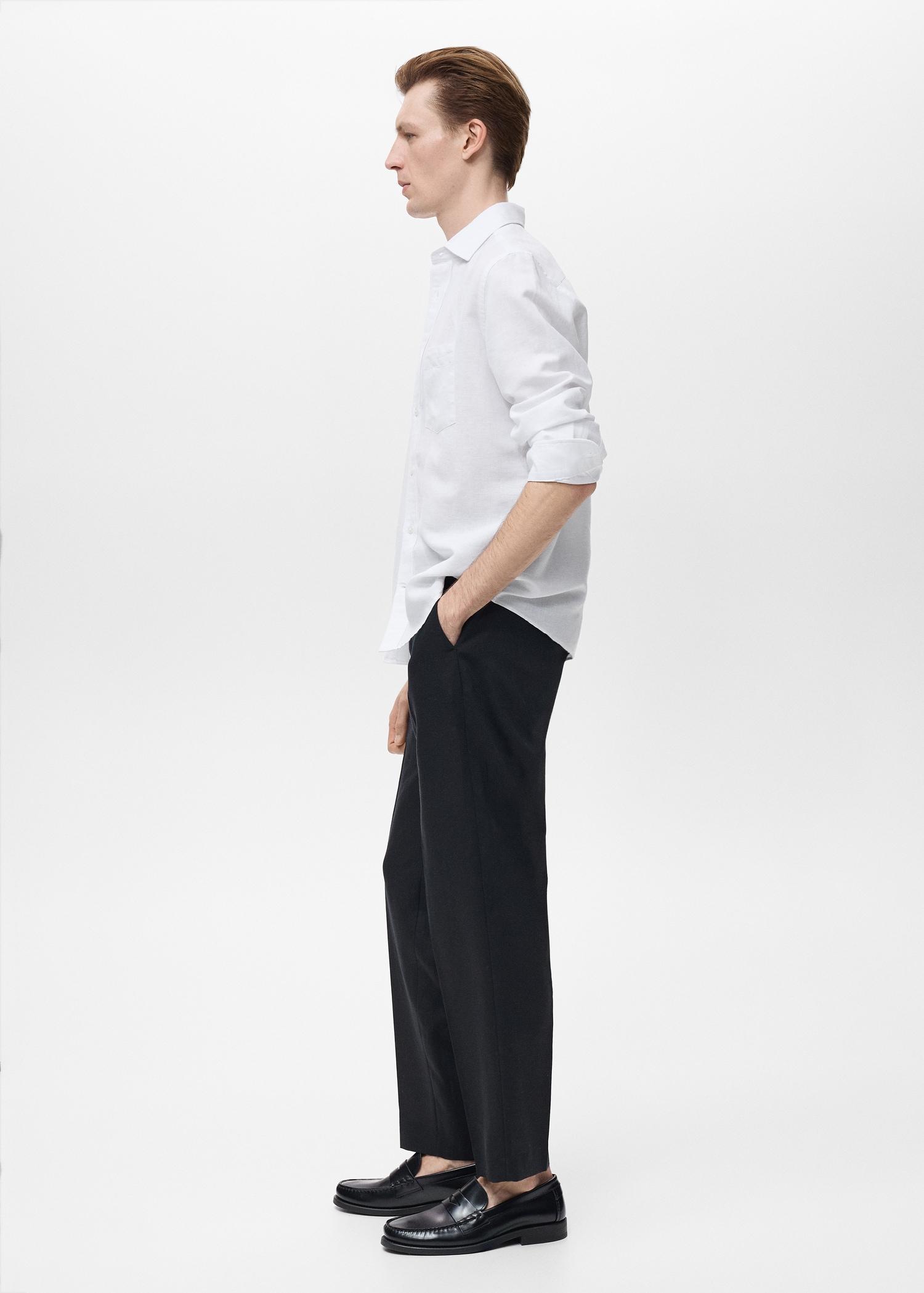 Pocket linen shirt - Men | MANGO USA Product Image