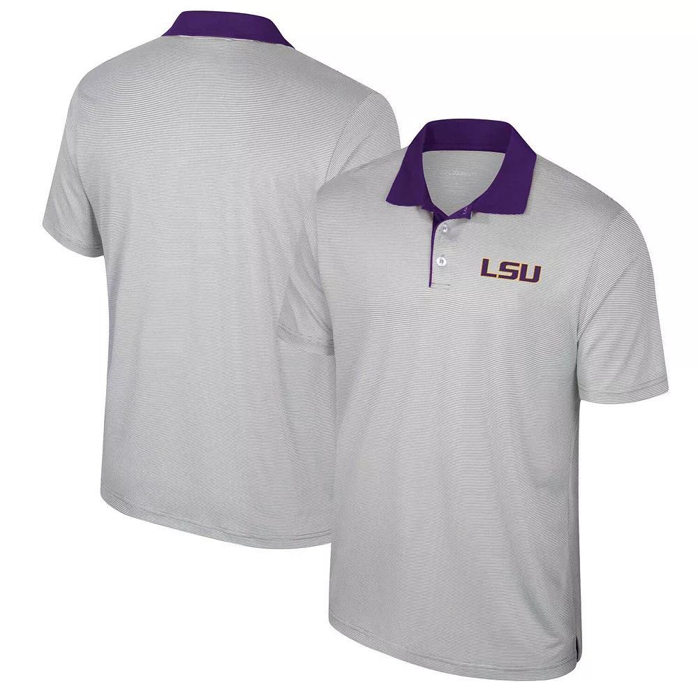 Men's Colosseum Gray Indiana Hoosiers Big & Tall Tuck Striped Polo, Size: 5XLT, Grey Product Image