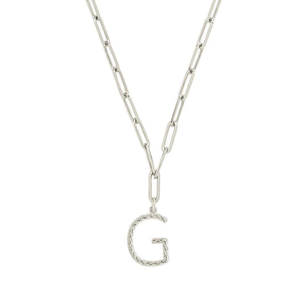 MC Collective Braided Initial Pendant Necklace, Women's, Size: 16", Silver Tone H Product Image