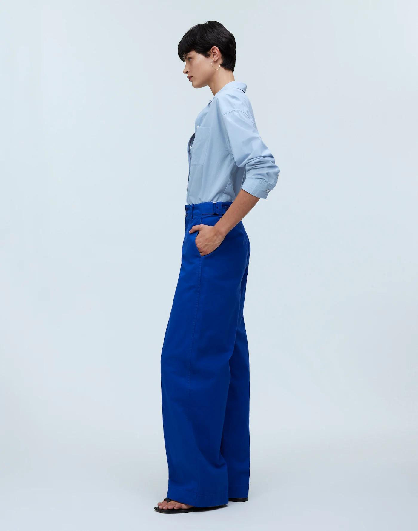 Button-Tab Wide-Legs Pants Product Image