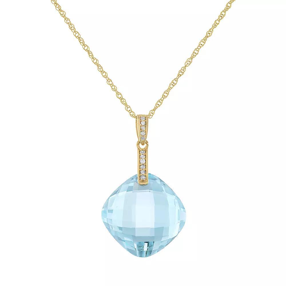 Tiara 14k Gold Gemstone & Diamond Accent Pendant Necklace, Women's, Size: 18", Lab Cr Aquamarine Product Image