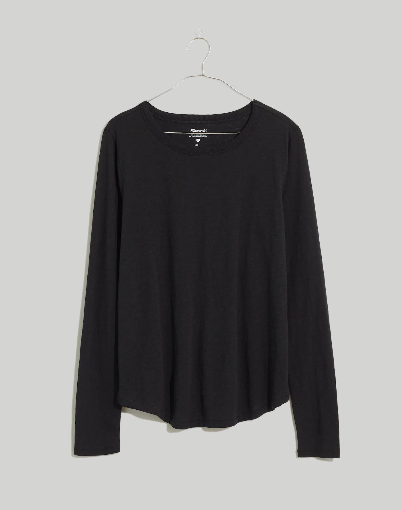Whisper Cotton Rib-Crewneck Long-Sleeve Tee Product Image