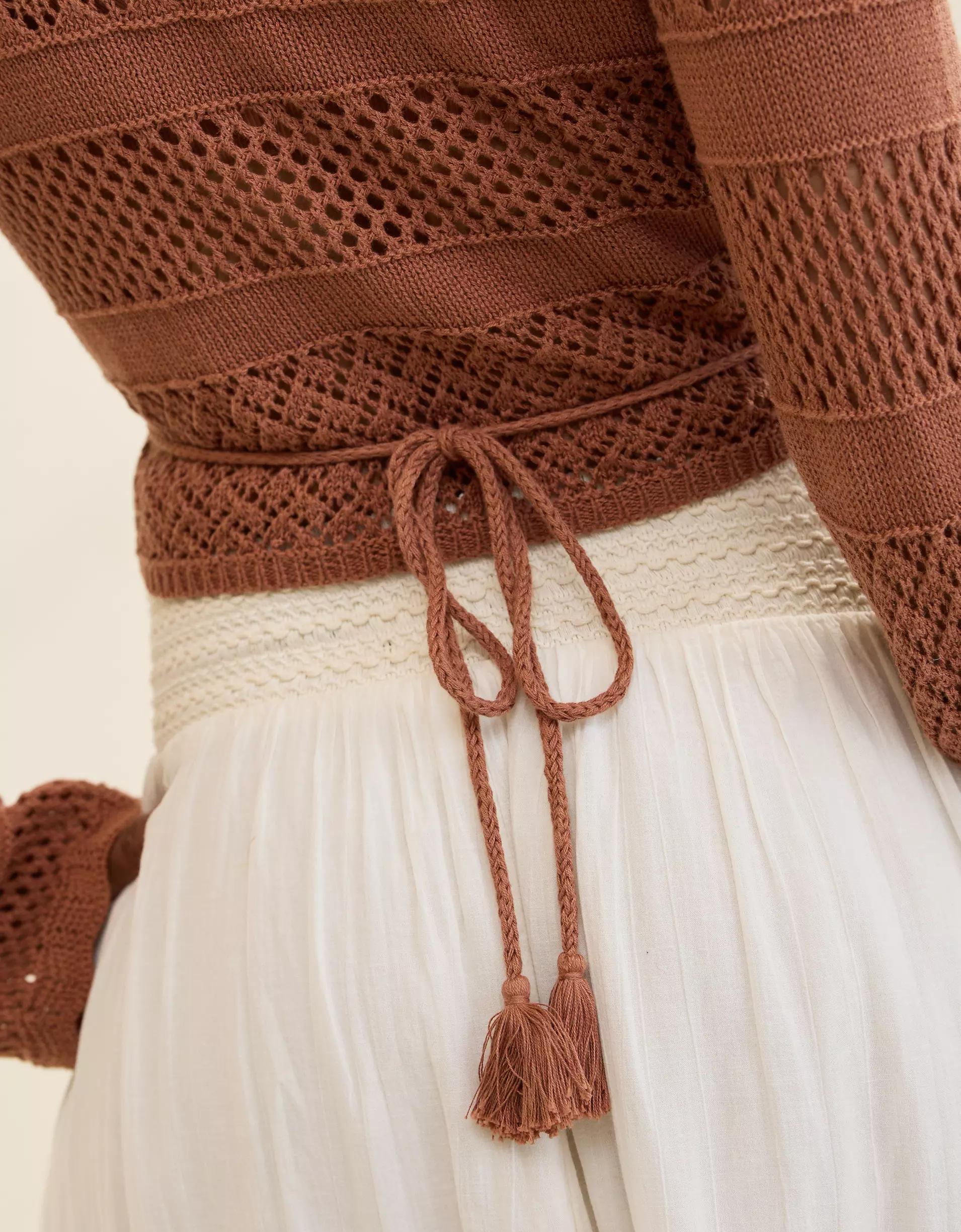 Aerie Reversible Crochet Wrap Sweater Product Image