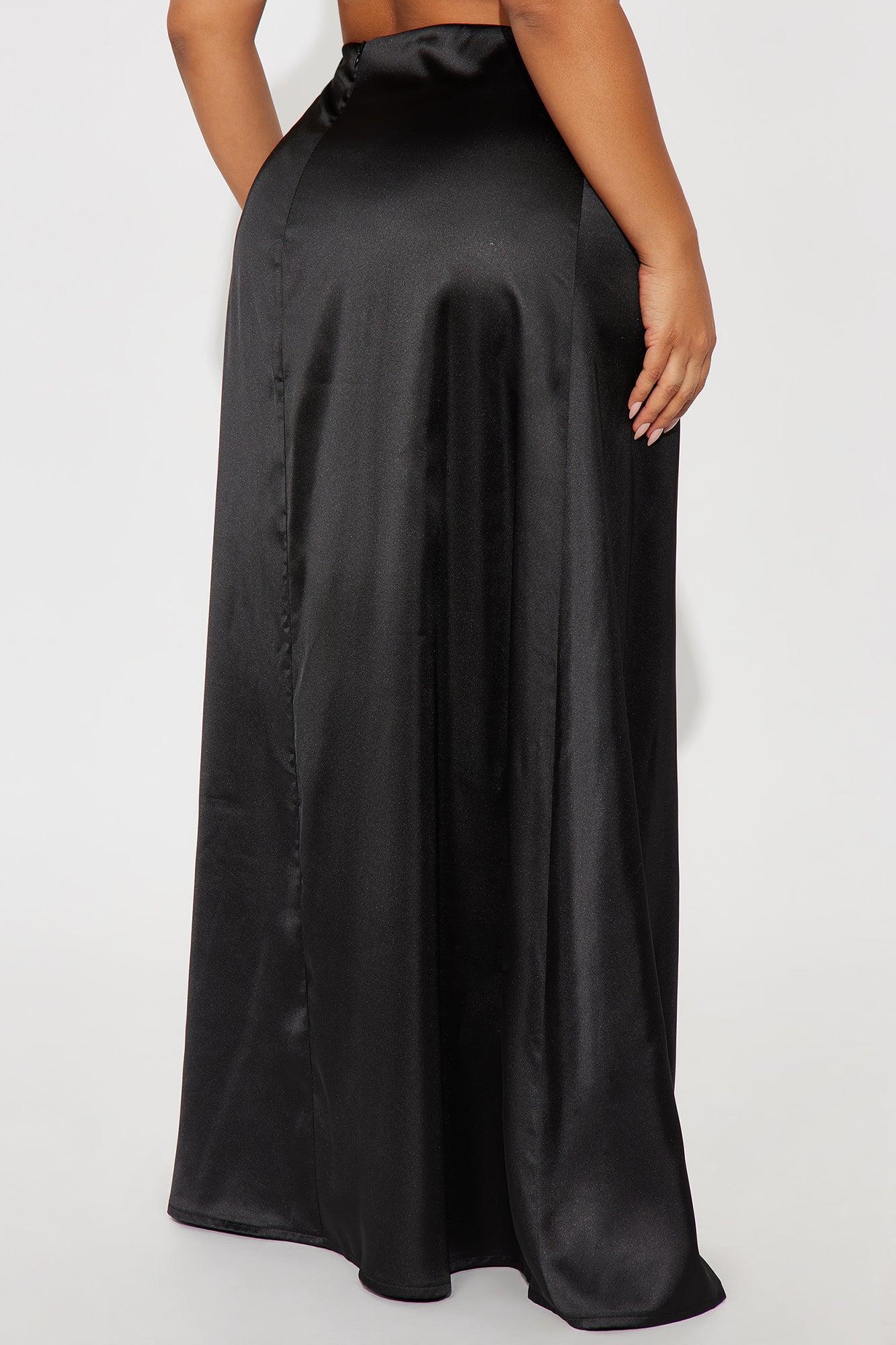 Estella Satin Maxi Skirt - Black Product Image