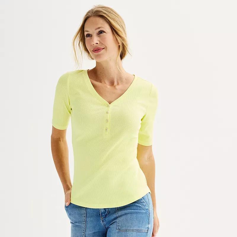 Womens Sonoma Goods For Life Slim-Fit Henley Manolo Green Product Image