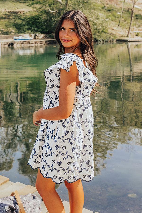 Ready For Vacay Embroidered Babydoll Dress in Navy Product Image