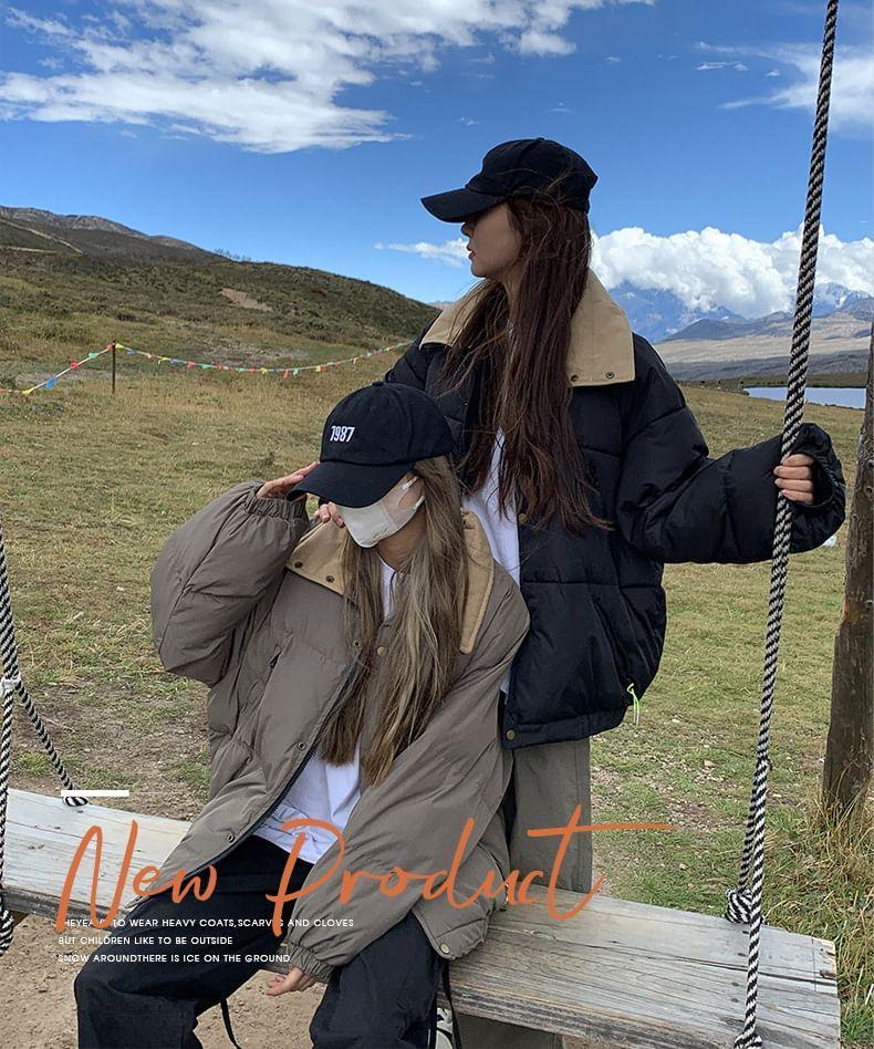 Collared Plain Puffer Jacket Product Image