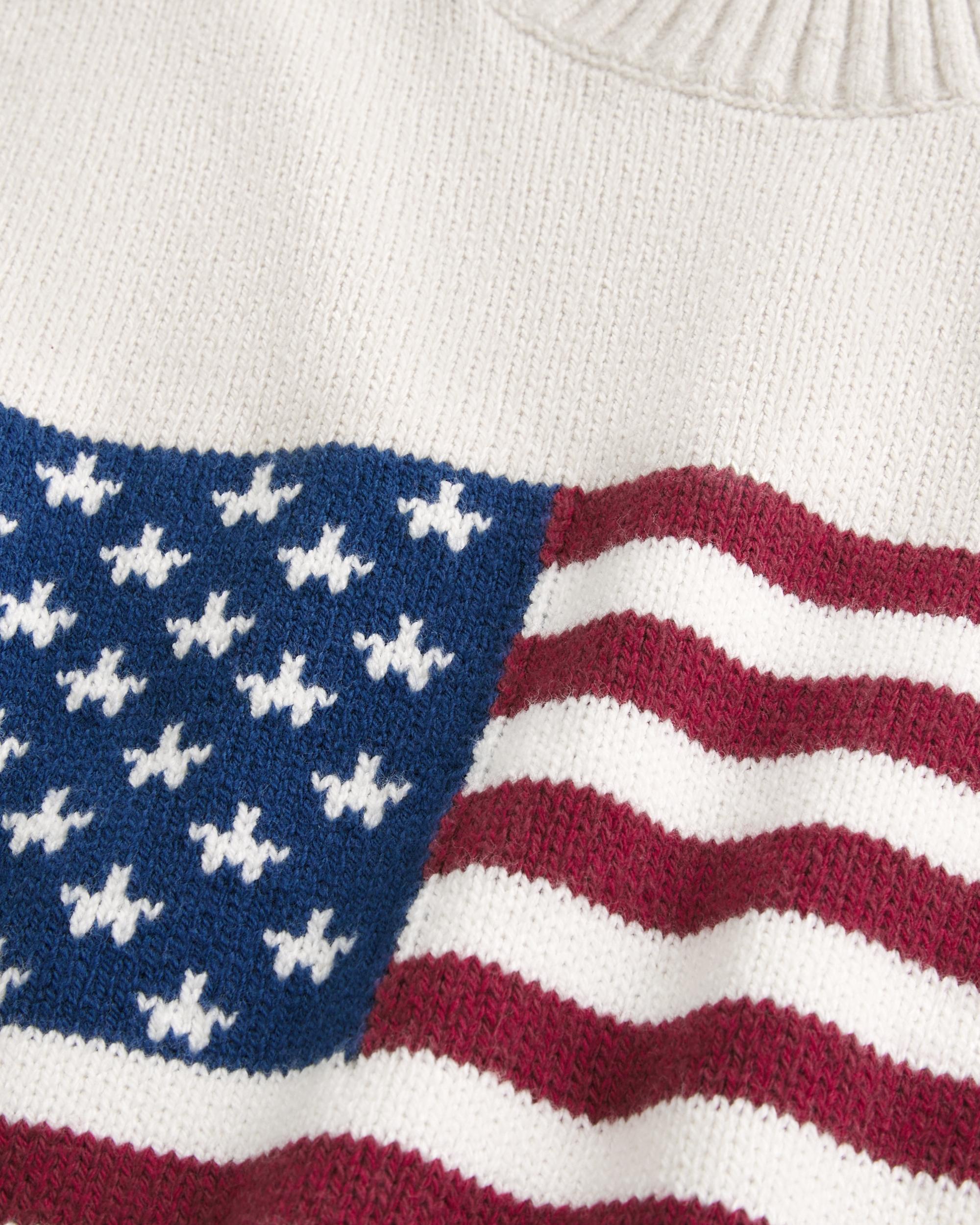 Relaxed American Flag Graphic Crew Sweater Product Image