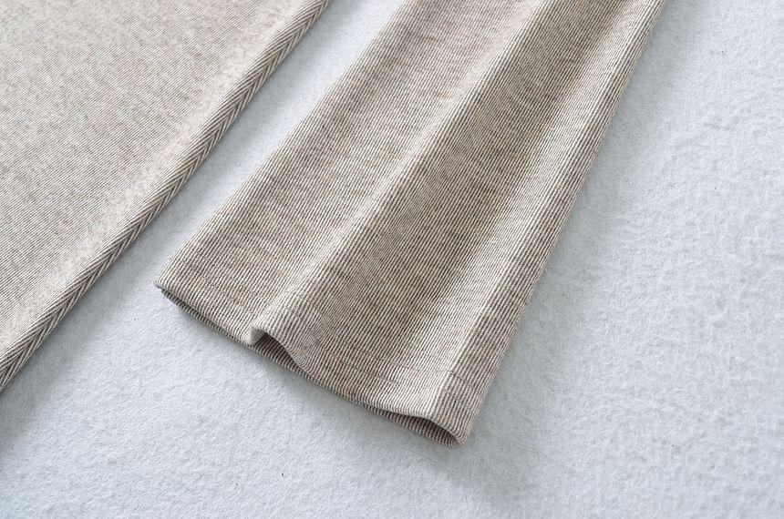 Long-Sleeve Square-Neck Plain Midi Bodycon Dress Product Image