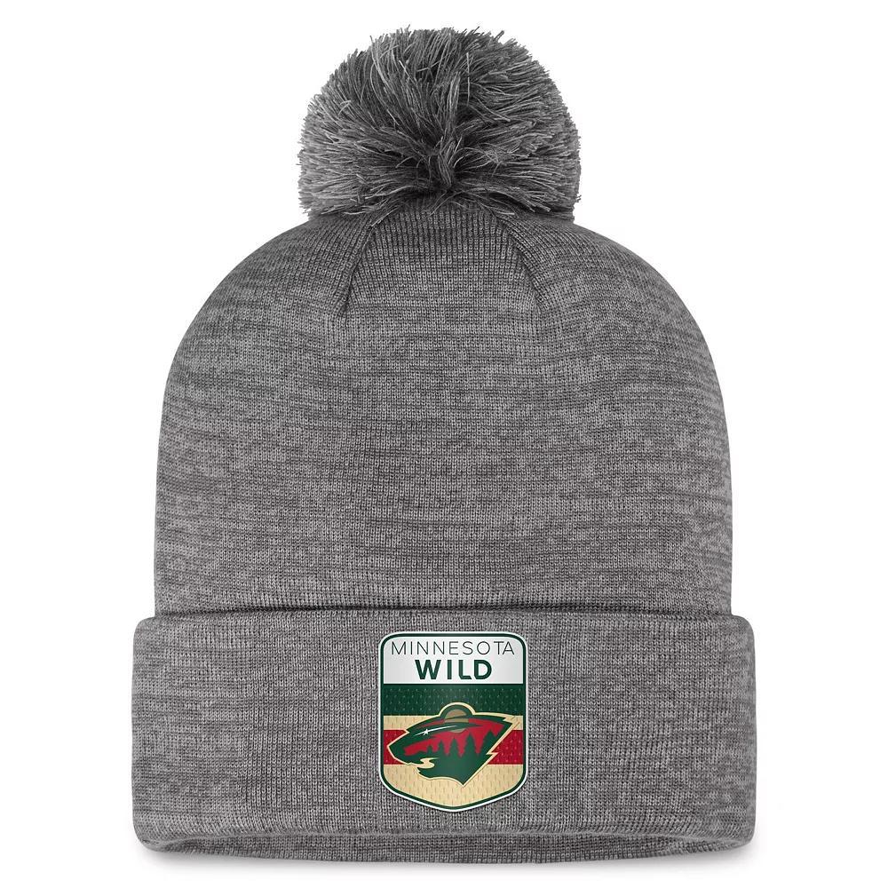 Men's Fanatics Branded  Gray Minnesota Wild Authentic Pro Home Ice Cuffed Knit Hat with Pom, Grey Product Image