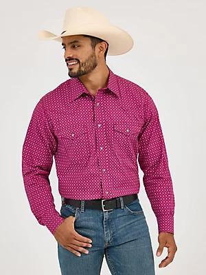 Men's 20X® Competition Advanced Comfort Long Sleeve Two Pocket Western Snap Shirt in Sangria Diamonds Product Image