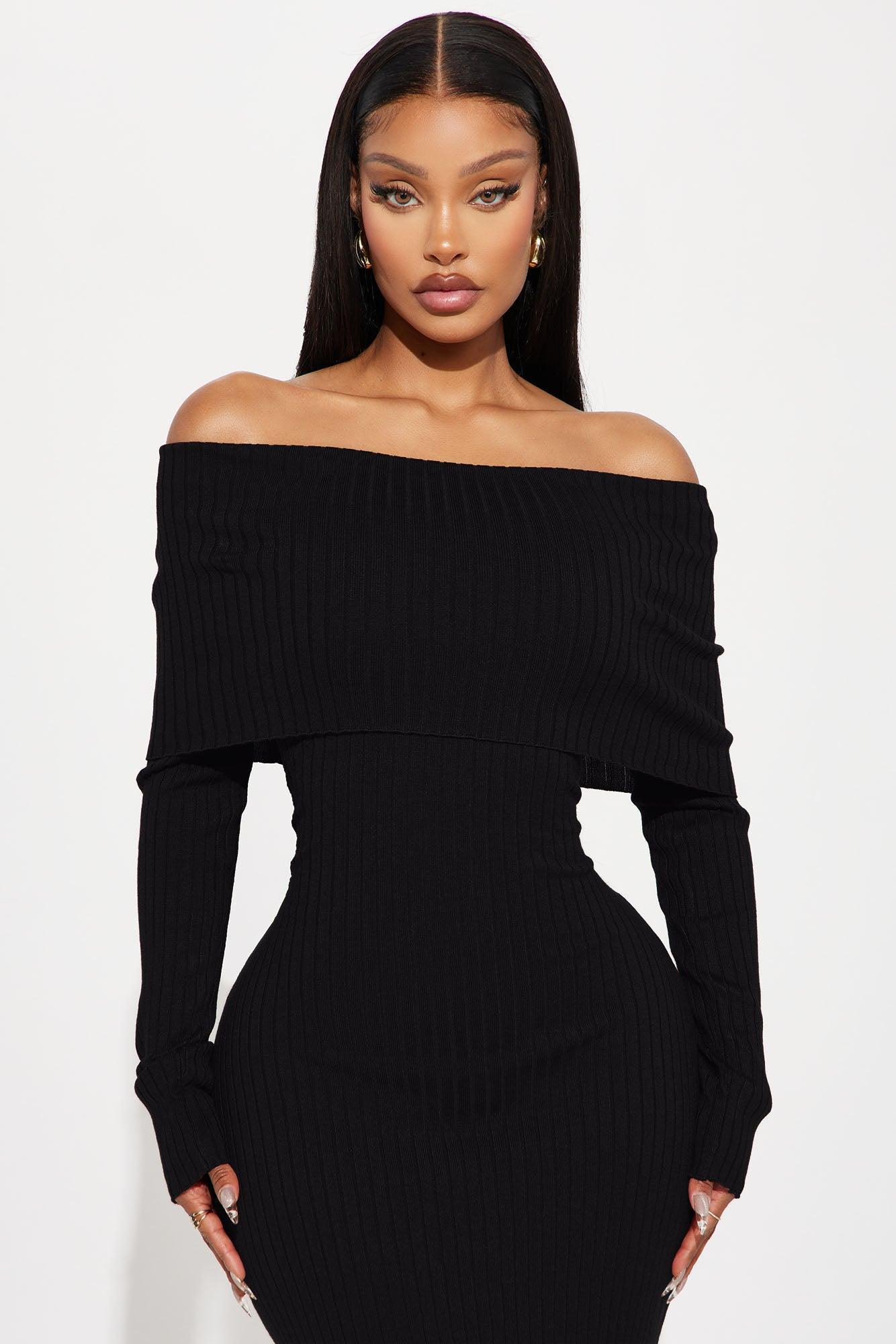 Marina Sweater Maxi Dress - Black Product Image