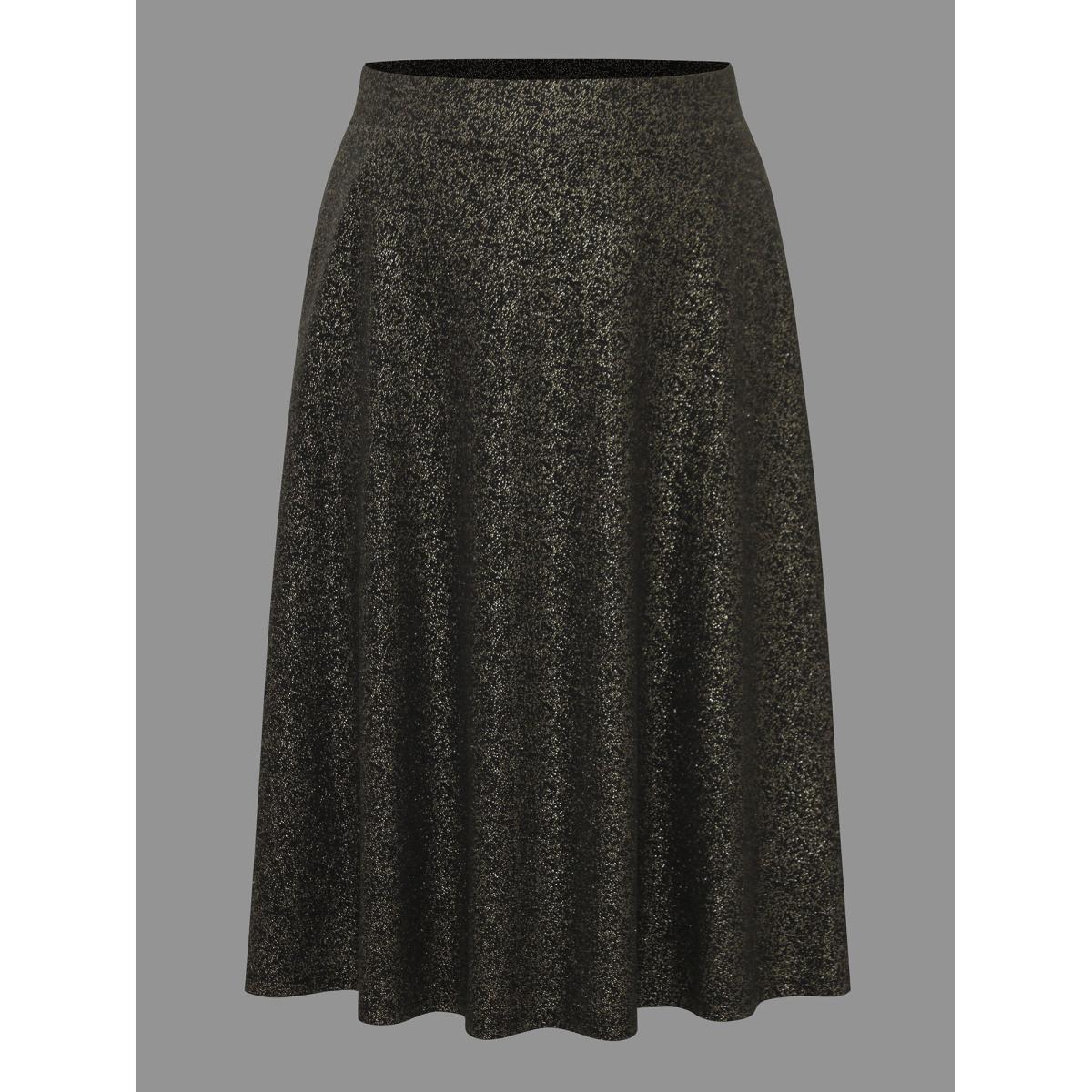 Plus Size Glitter Elastic Waist Pocket Midi Skirt Women Champagne Elegant Low stretch Slanted pocket Everyday Skirts BloomChic 10/M Product Image