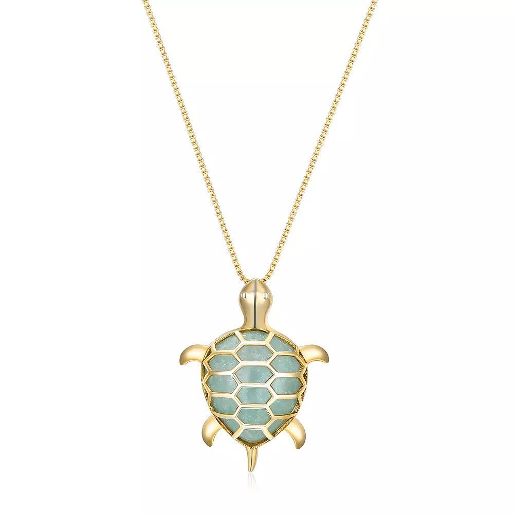 Dynasty Jade 18k Gold over Sterling Silver Genuine Jade Sea Turtle Pendant Necklace, Women's, Size: 18", Gold Tone Product Image