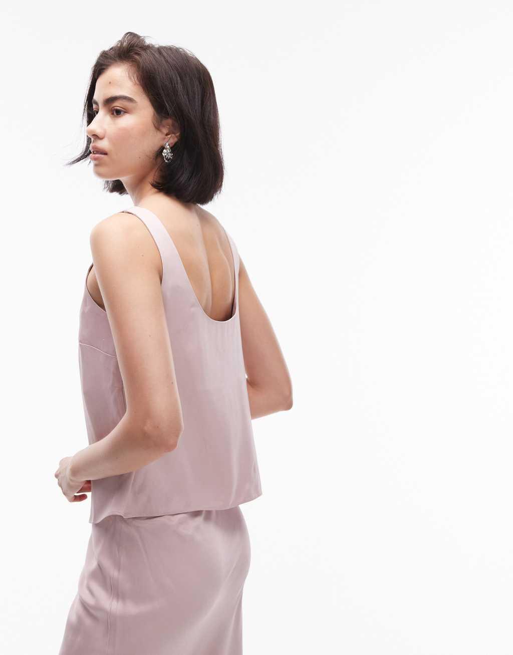 Topshop scoop neck cami in rose - part of a set Product Image