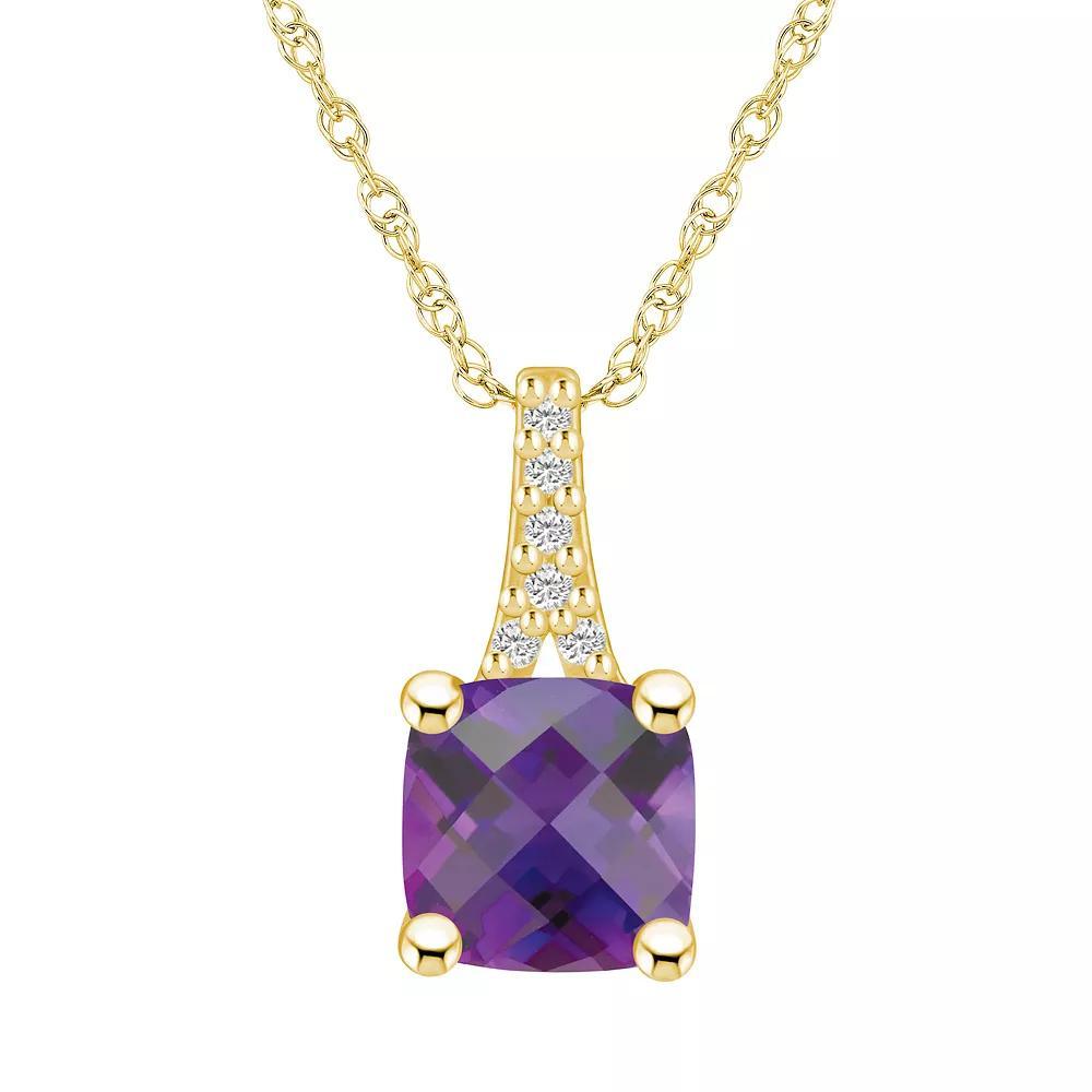 Alyson Layne 10k Gold Cushion Gemstone Diamond Accent Pendant Necklace, Womens Purple Product Image