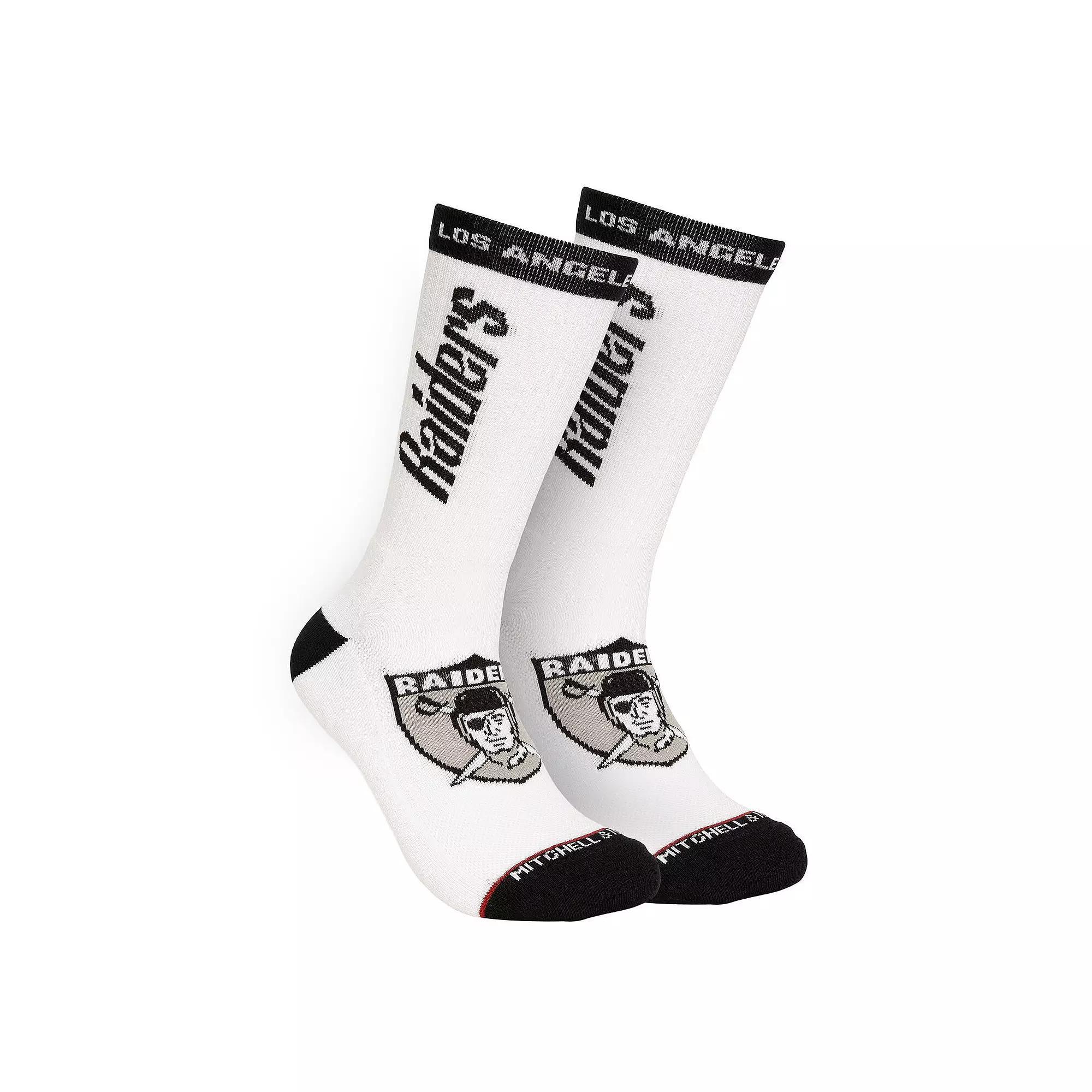 Men's Mitchell & Ness White Los Angeles Raiders Throwback Kick Off Crew Socks, Size: Large/XL, Nfl White Product Image