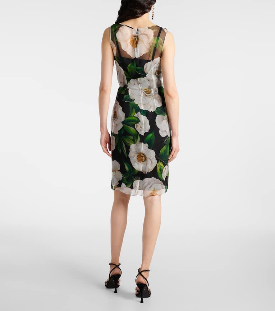 DOLCE & GABBANA Silk Dress With Floral Print Dresses Multicolor In Gardeniafnero Product Image