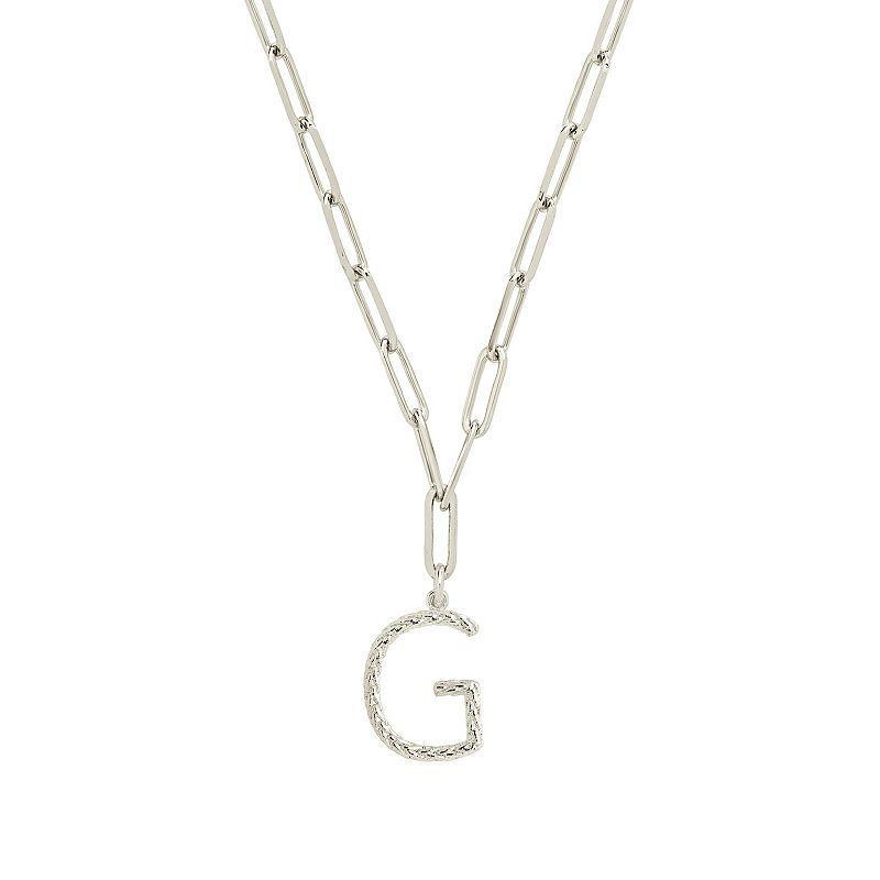 MC Collective Braided Initial Pendant Necklace, Women's, Size: 16", Silver Tone H Product Image