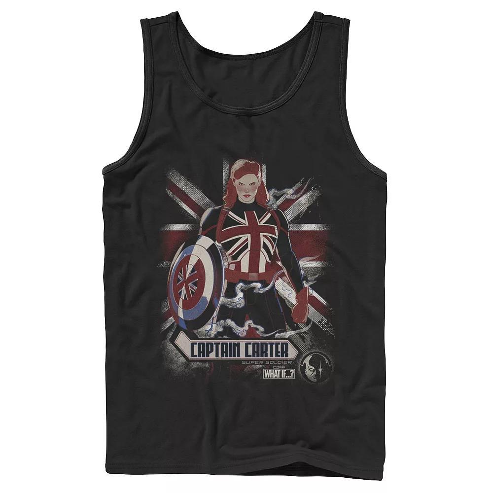 Men's Marvel What If Captain Carter Flag Poster Tank Top, Boy's, Size: Large, Black Product Image