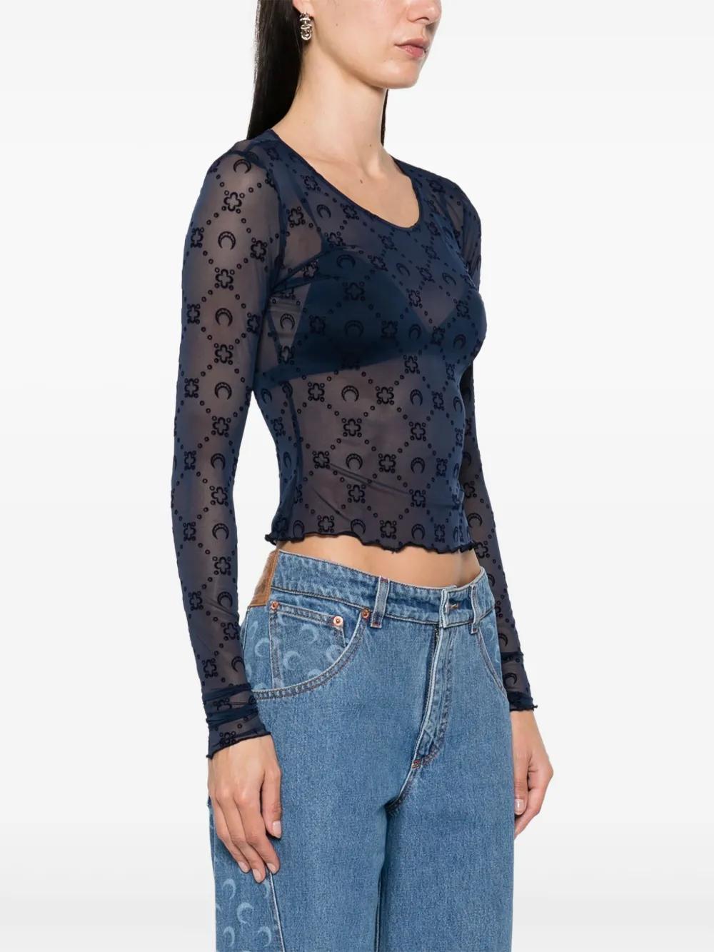 Moonogram mesh longsleeved top Product Image