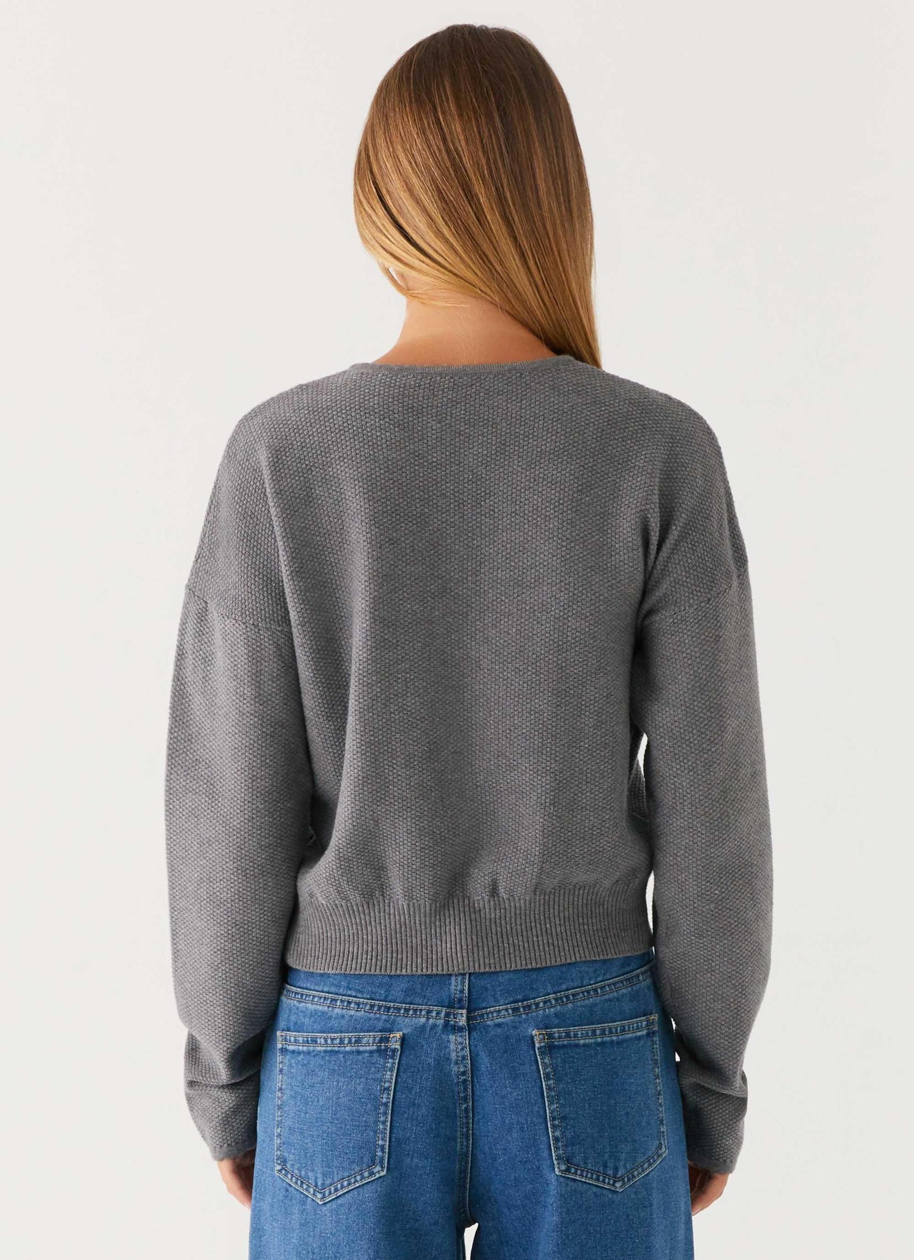 Etty Knit Cardigan - Dark Grey Product Image