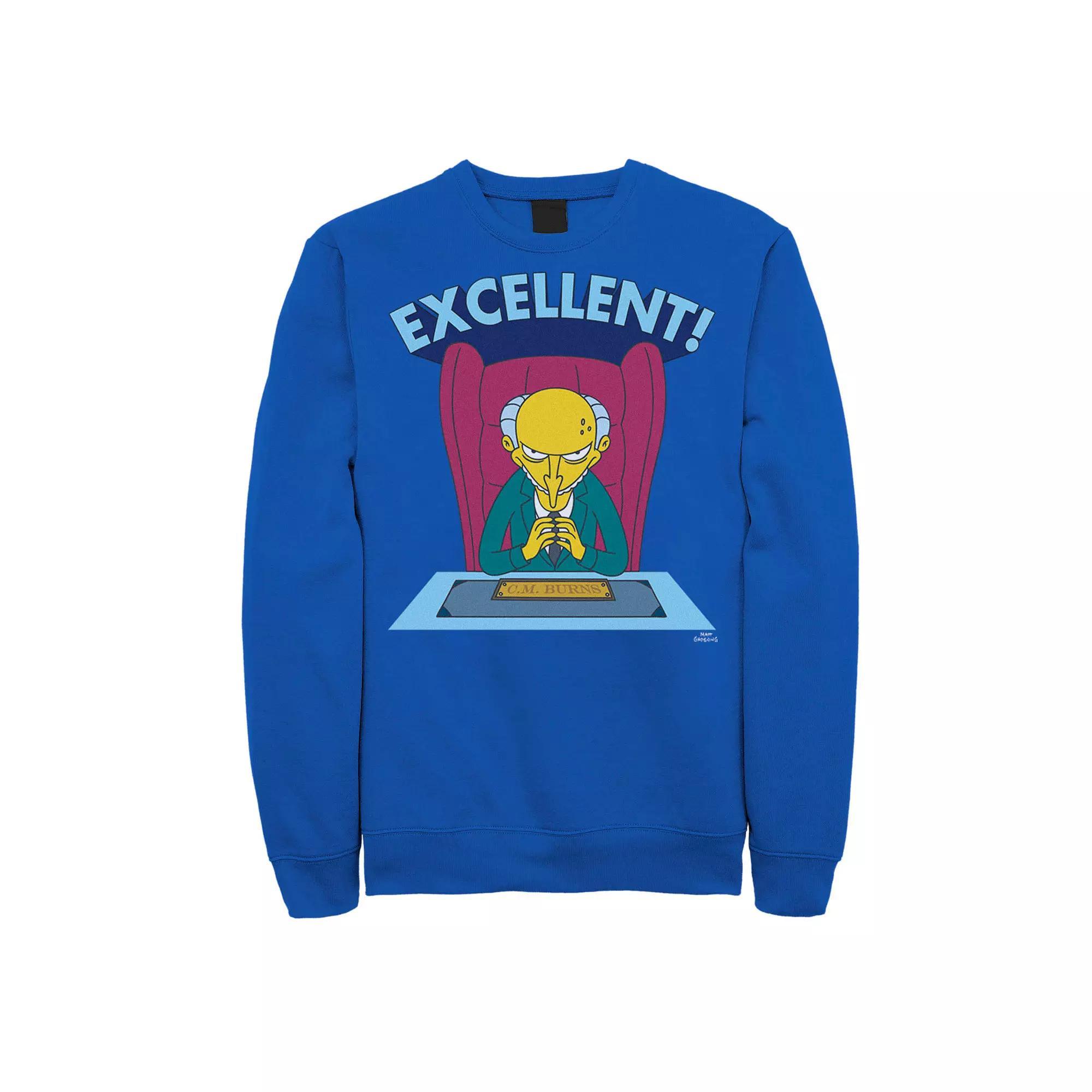 Mens The Simpsons Mr. Burns Excellent Graphic Fleece Pullover Product Image