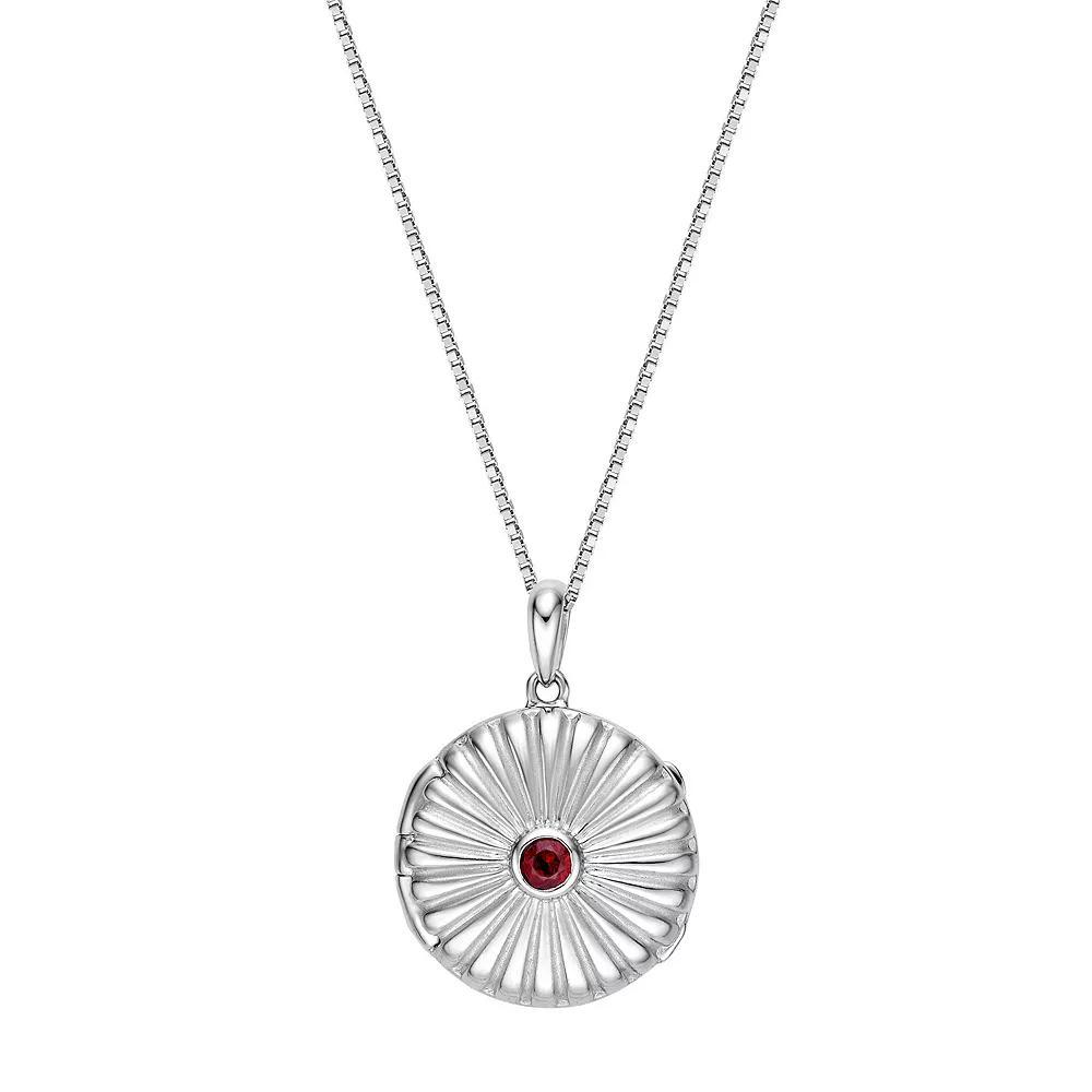 Gemminded Sterling Silver Garnet Round Locket Pendant Necklace, Women's, Size: 18" Product Image