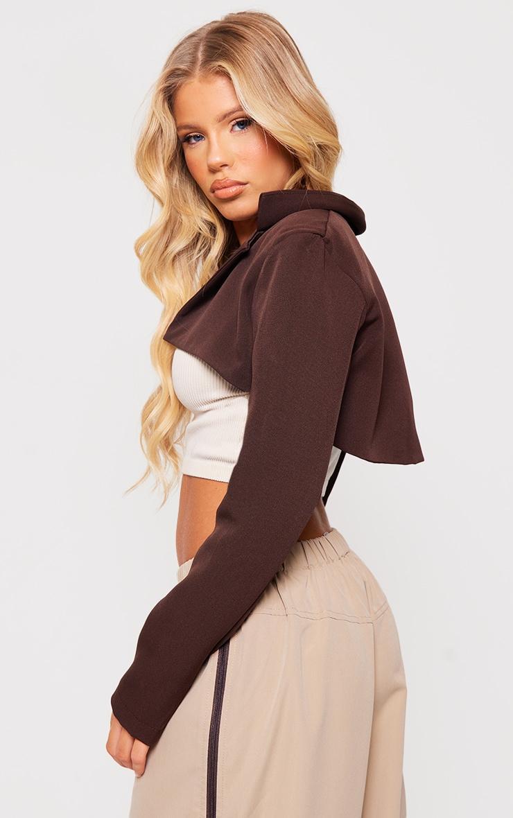 Black Textured Tailored Cropped Jacket Product Image